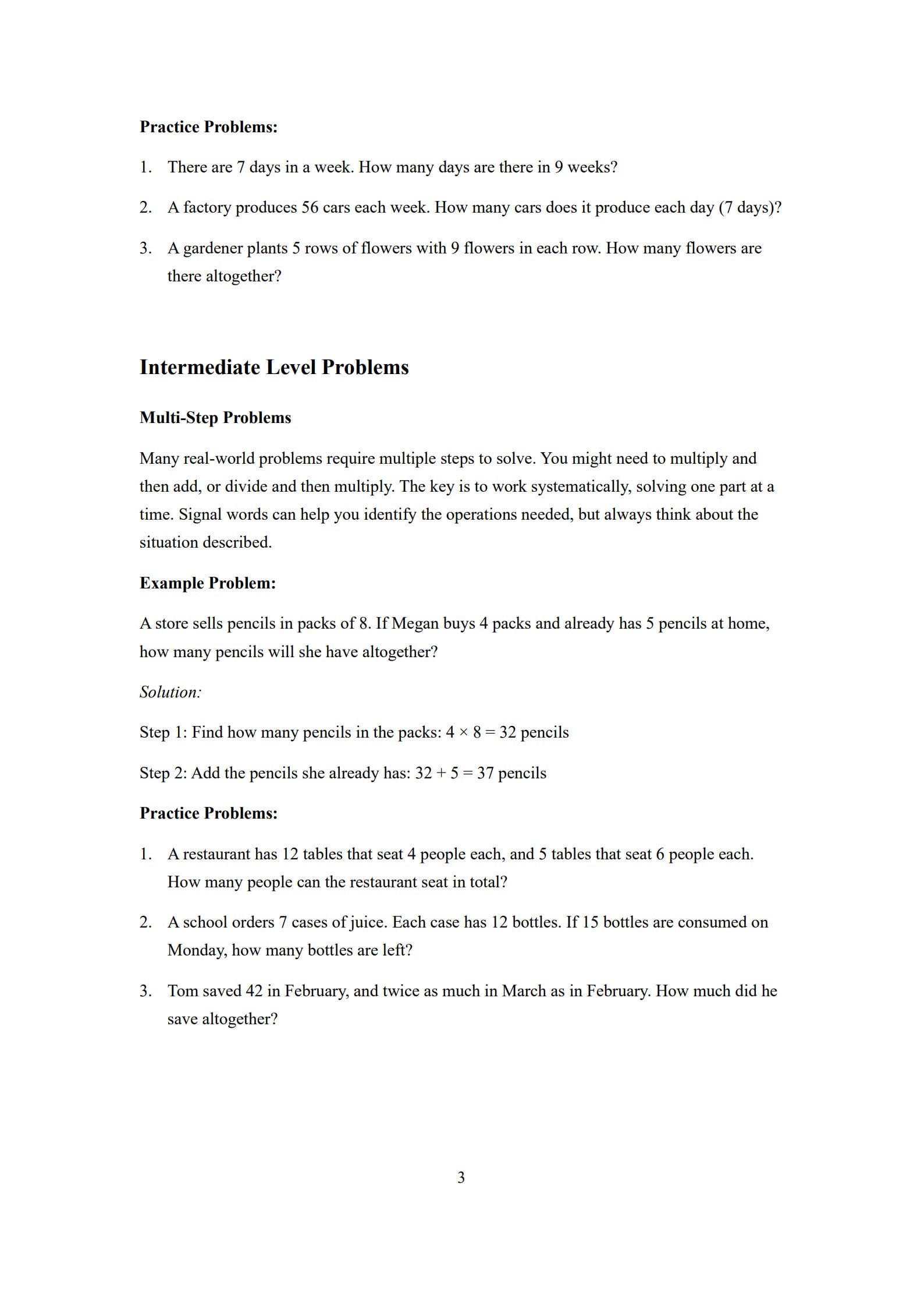 Multiplication and Division Word Problems 3