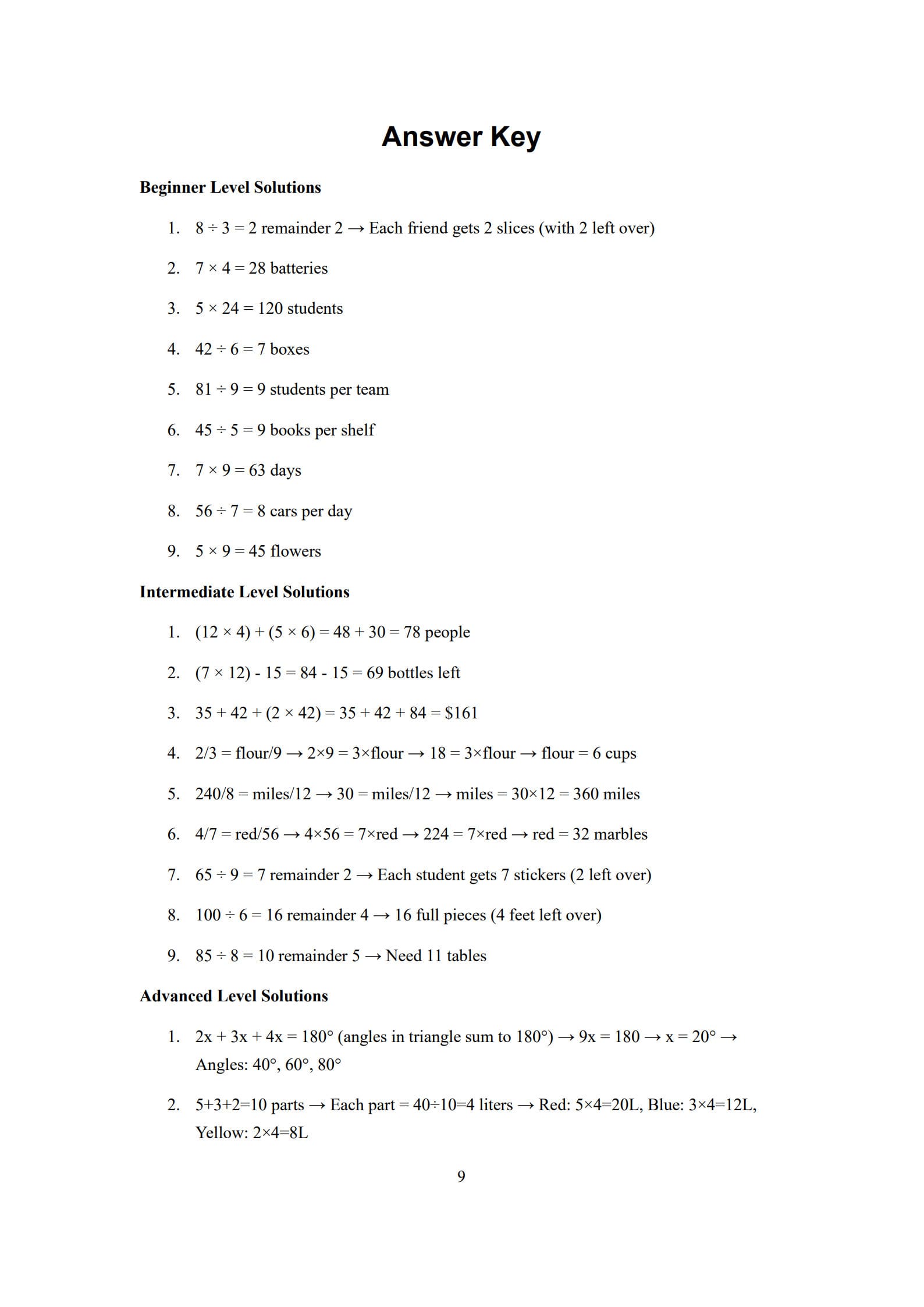 Multiplication and Division Word Problems 9