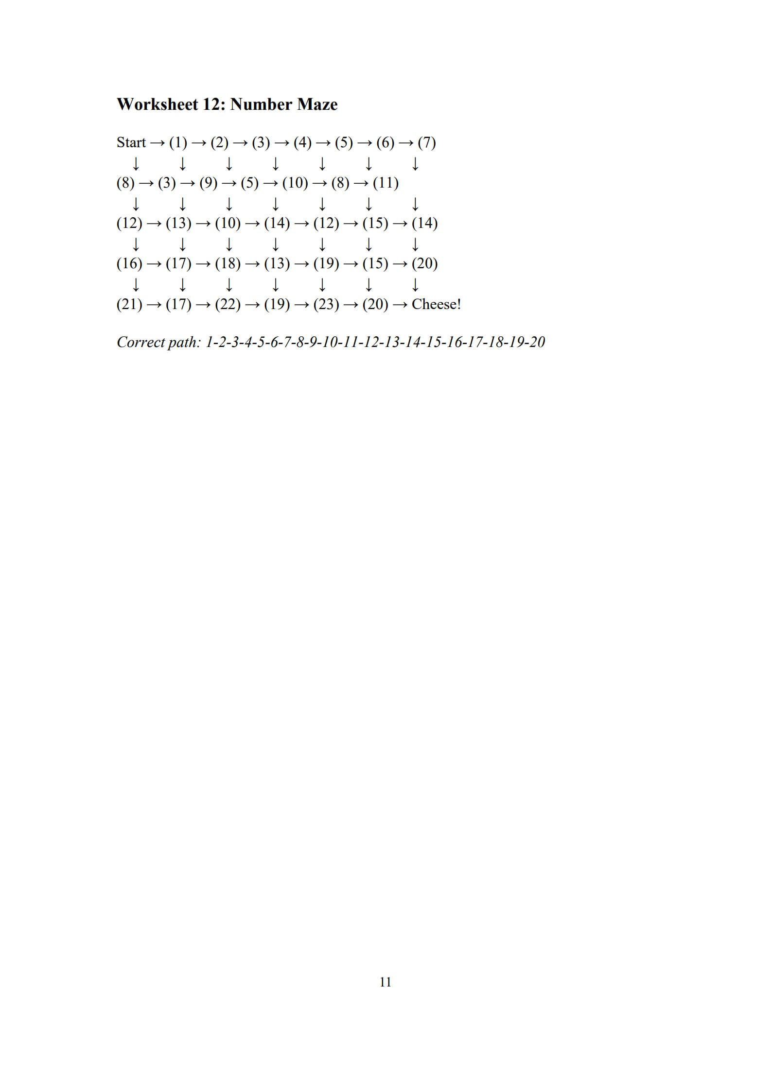 Number Tracing Worksheet 11