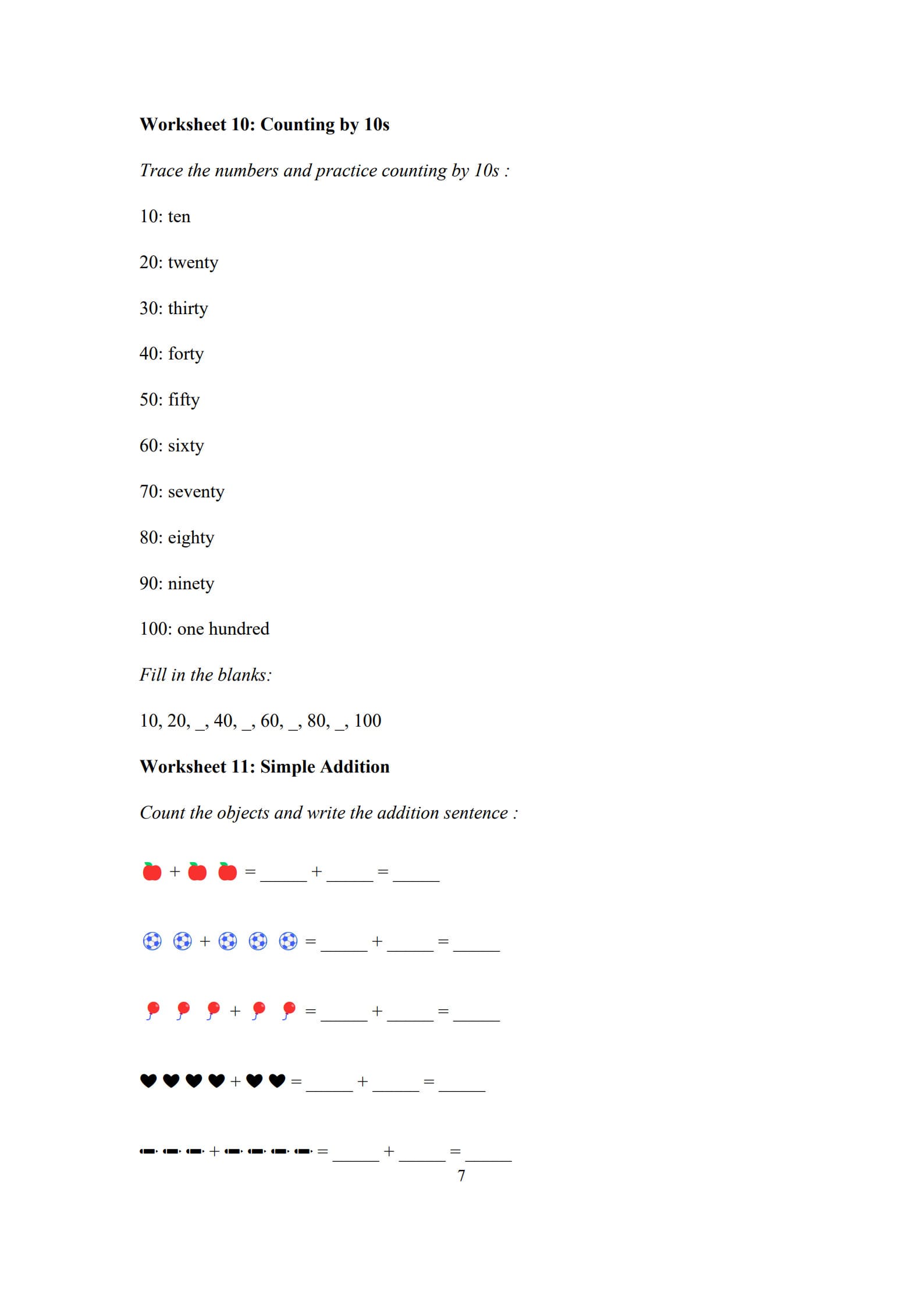 Number Tracing Worksheet 7