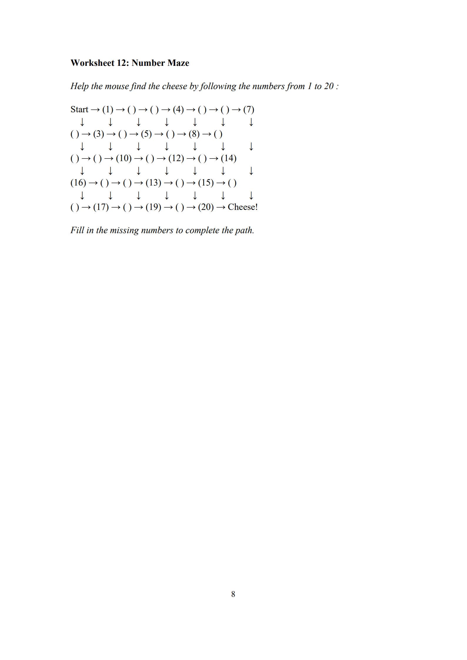 Number Tracing Worksheet 8