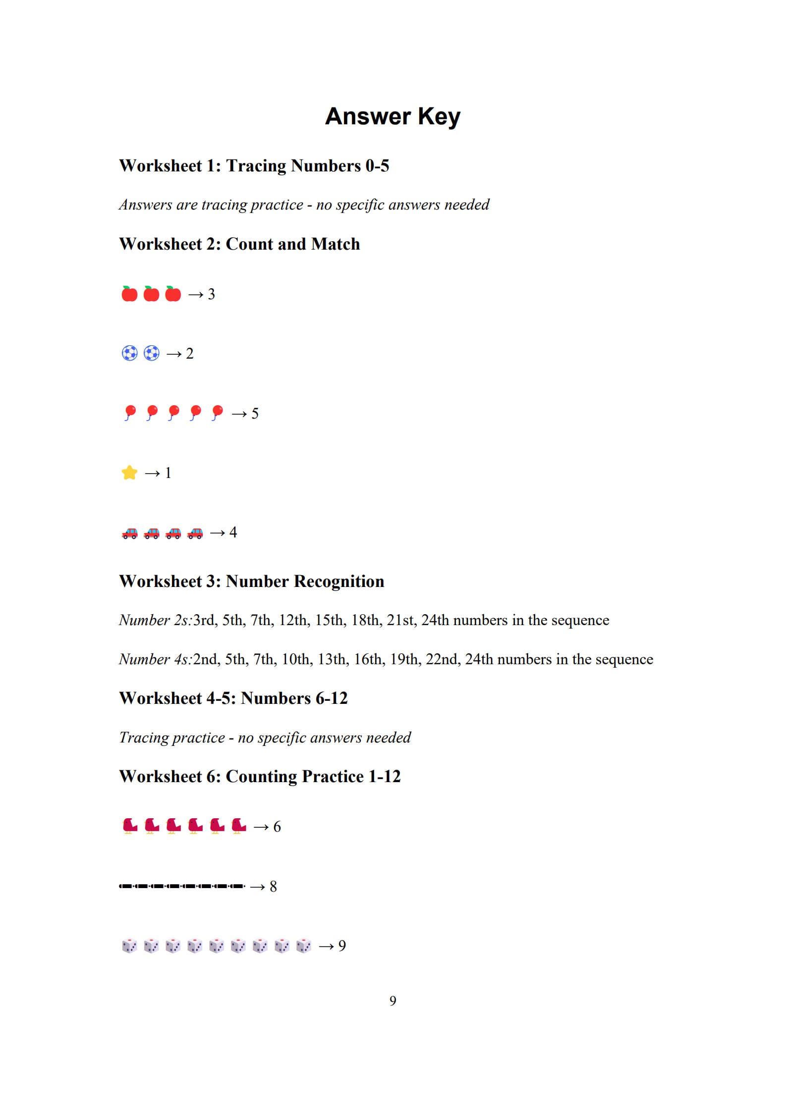 Number Tracing Worksheet 9