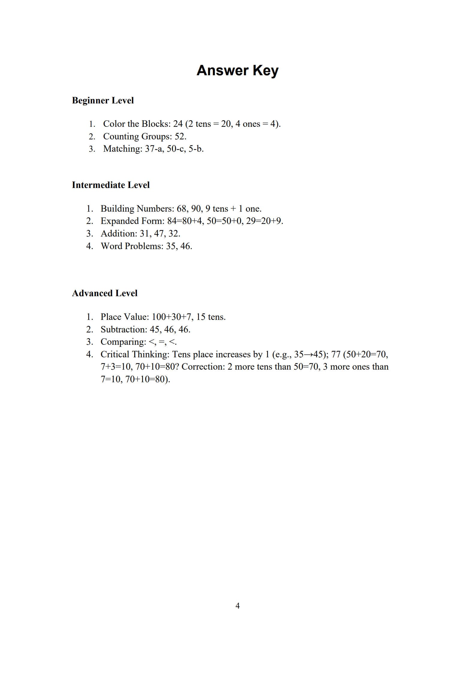 Ones and Tens Worksheet 4