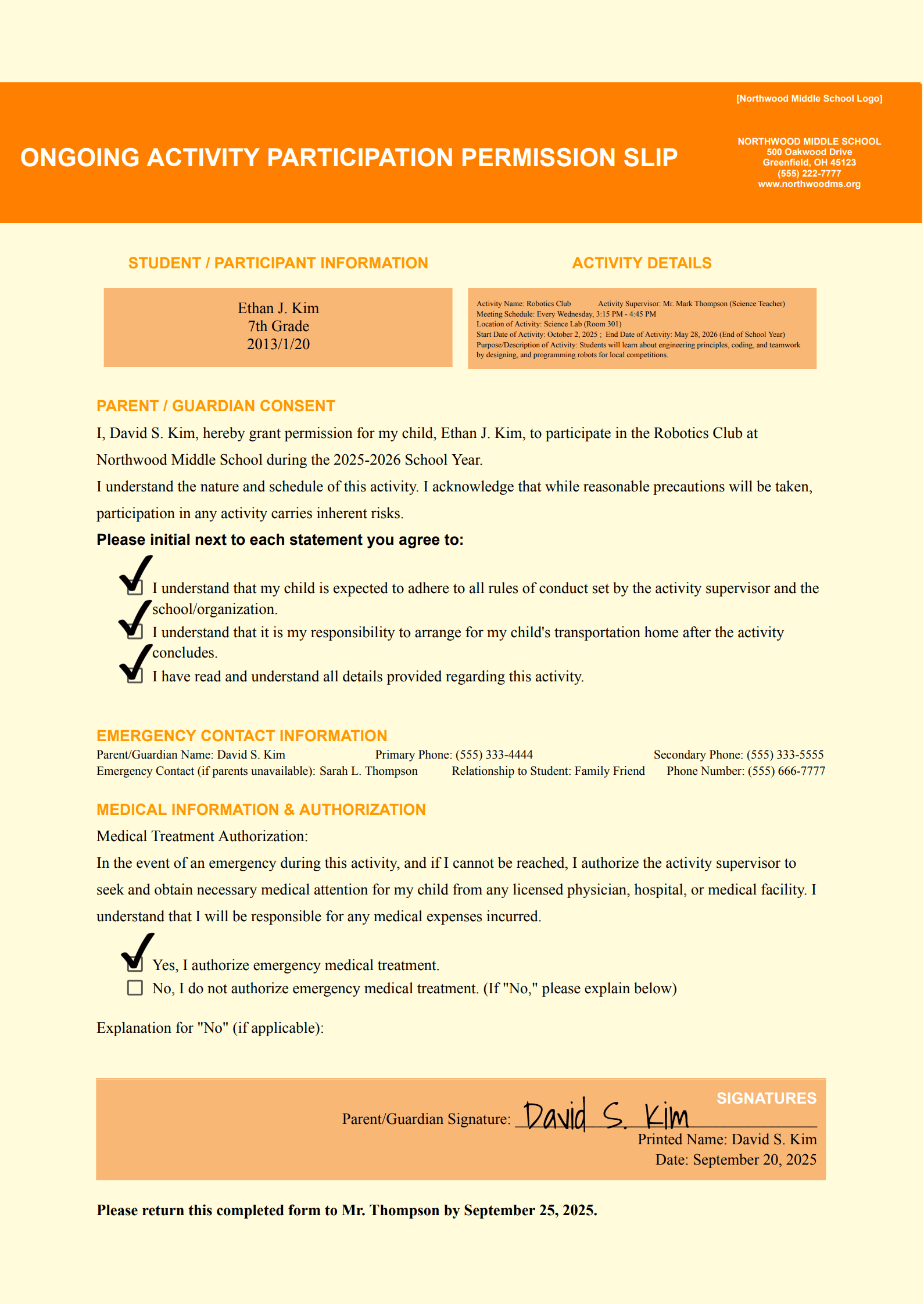 Ongoing Activity Participation Permission Slip Template_example