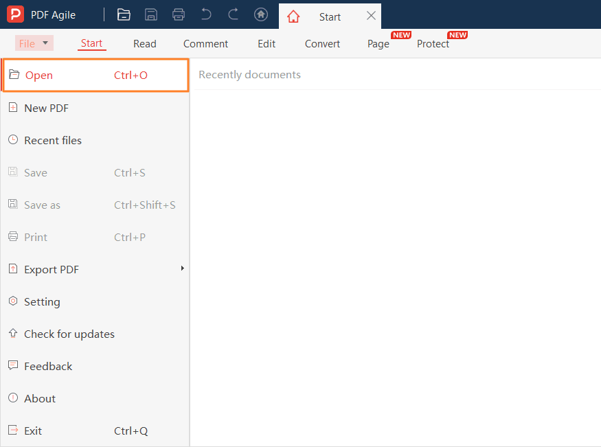 Open by clicking the File tab. Click the Open option, browse and select the PDF files on your computer, and you can open the PDF files.png