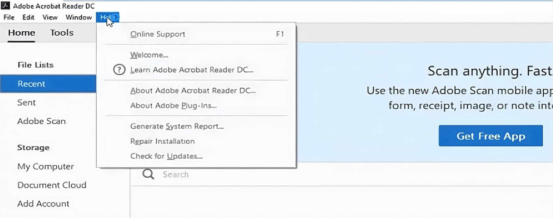 Open the Adobe Acrobat program on your computer.