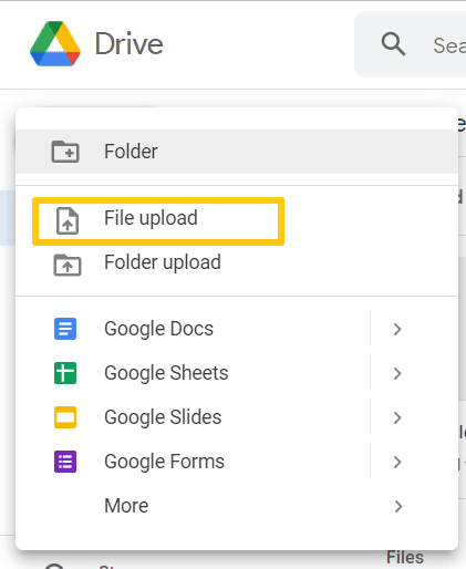 Open your Google Drive and then select the PDF file to be uploaded.png