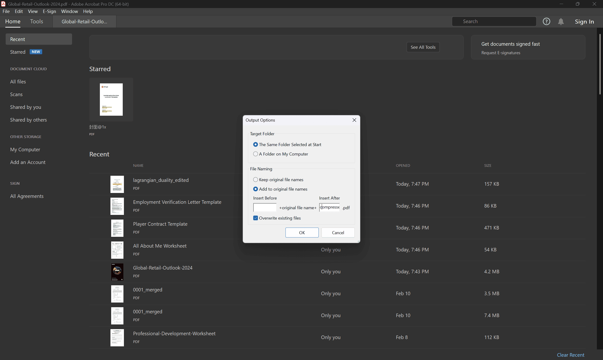 Output Options - Adobe Acrobat