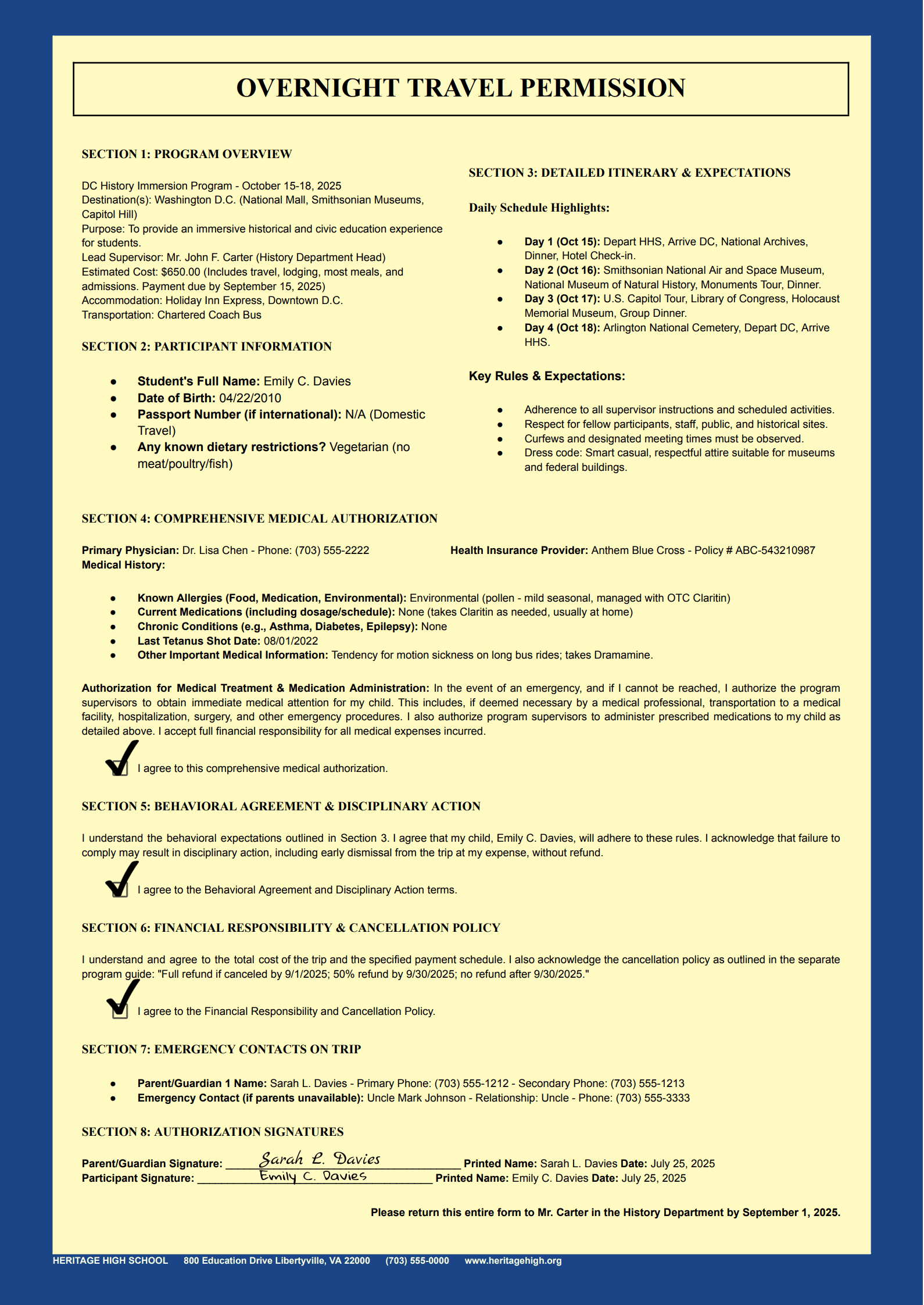Overnight Travel Permission Slip Template_example