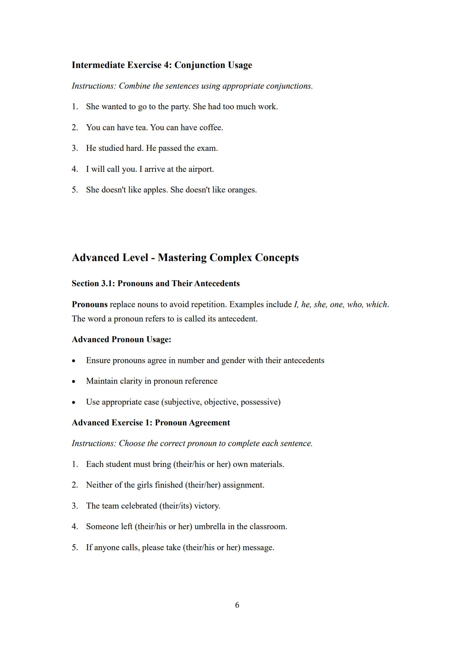 Parts of Speech Worksheet 6