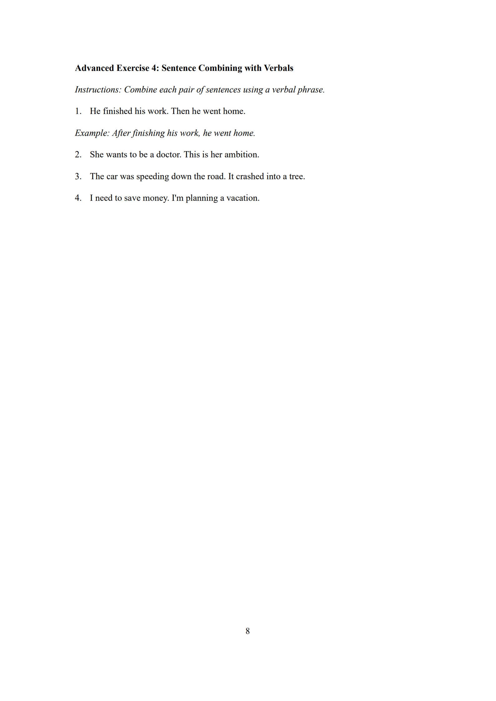 Parts of Speech Worksheet 8