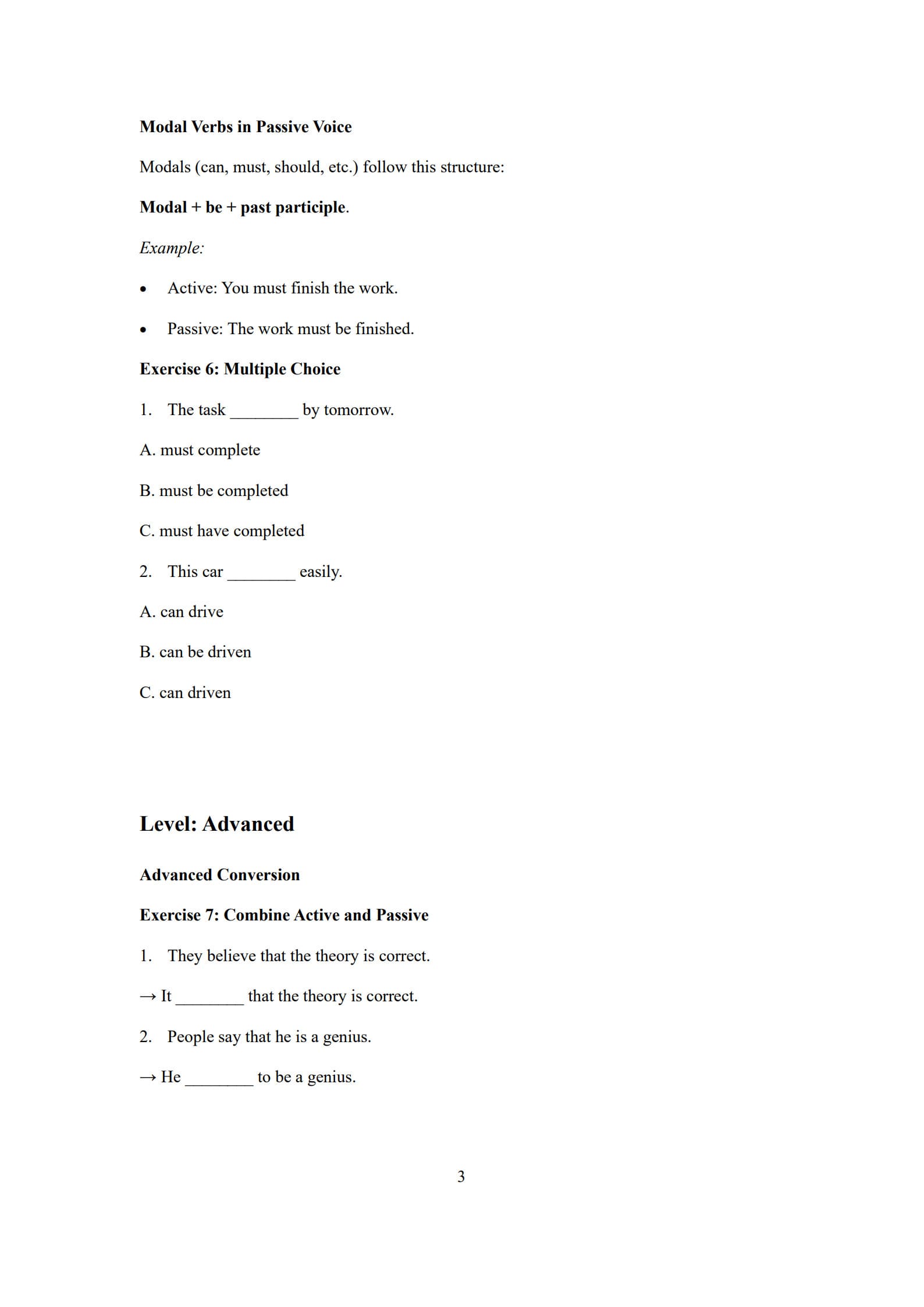 Passive Voice Worksheet 3