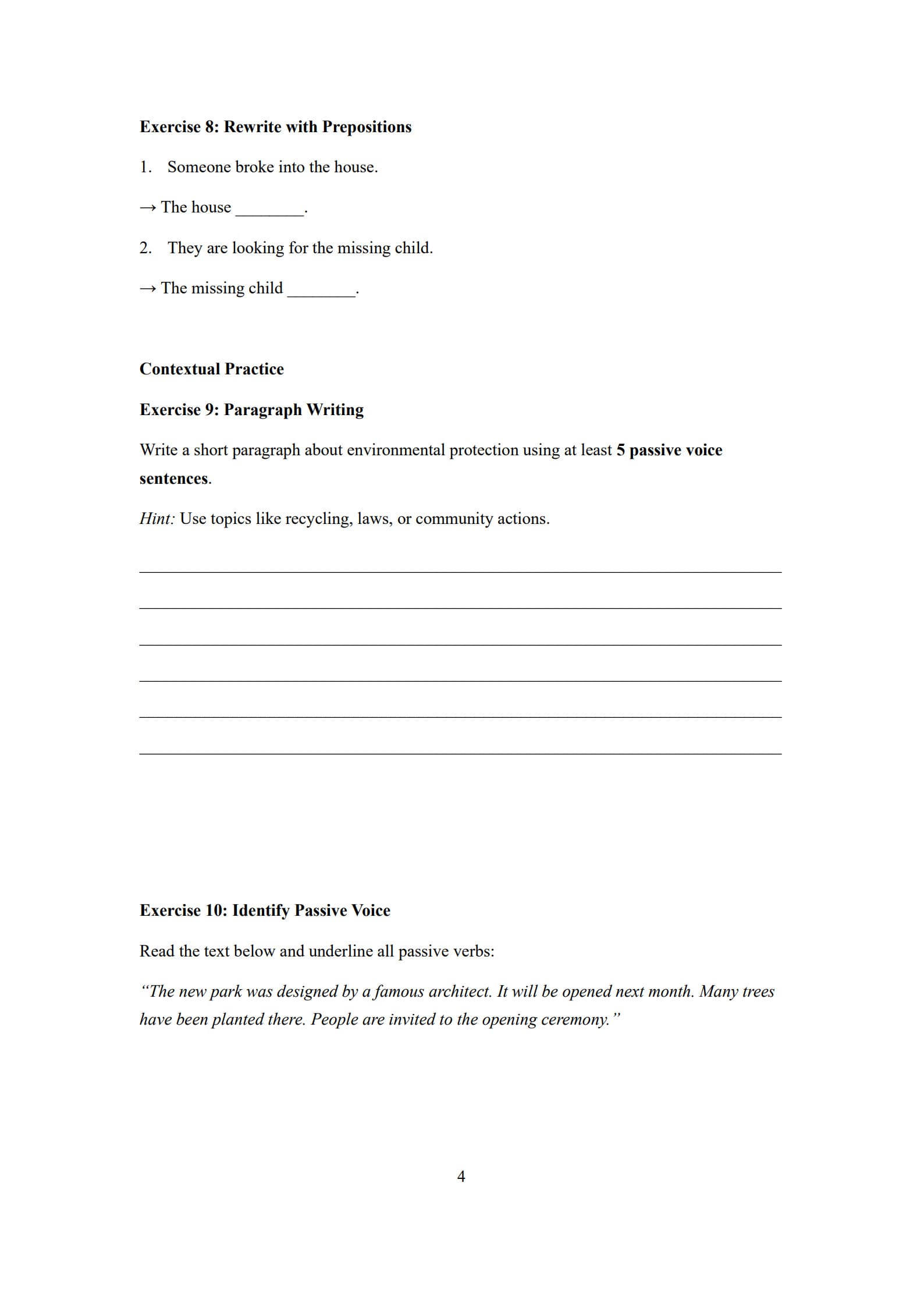 Passive Voice Worksheet 4