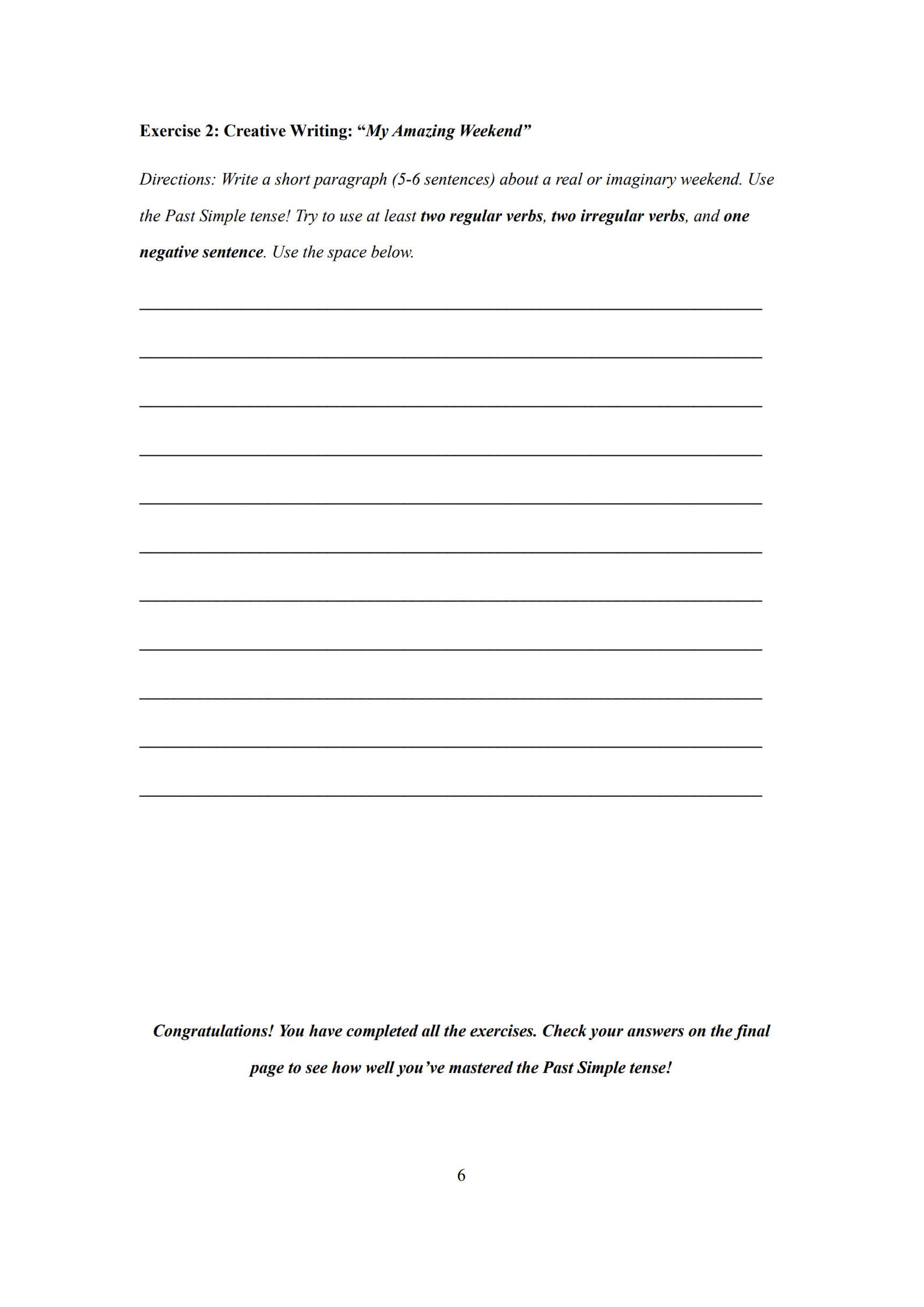 Past Simple Worksheets 6