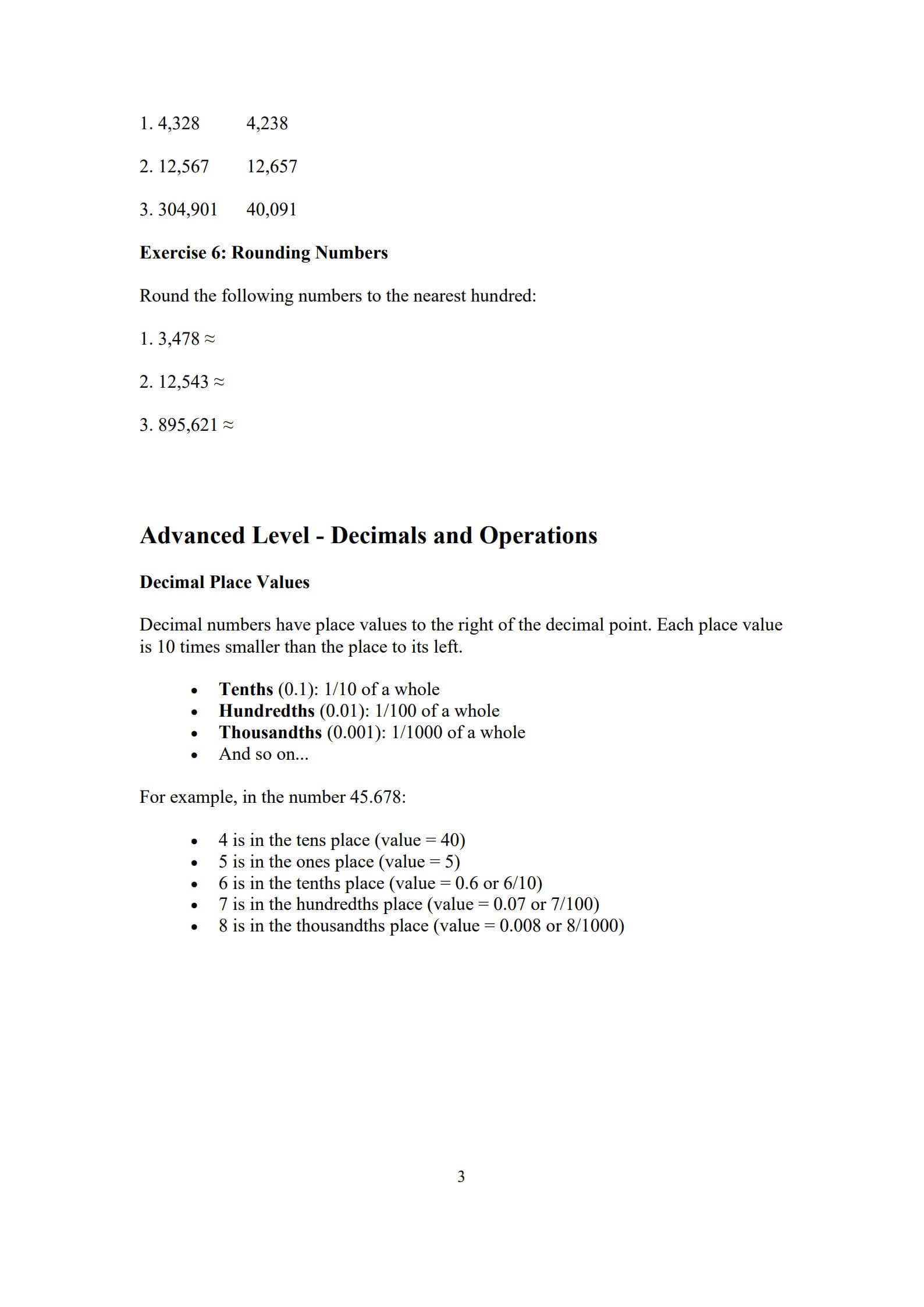 Place Value Worksheet 3