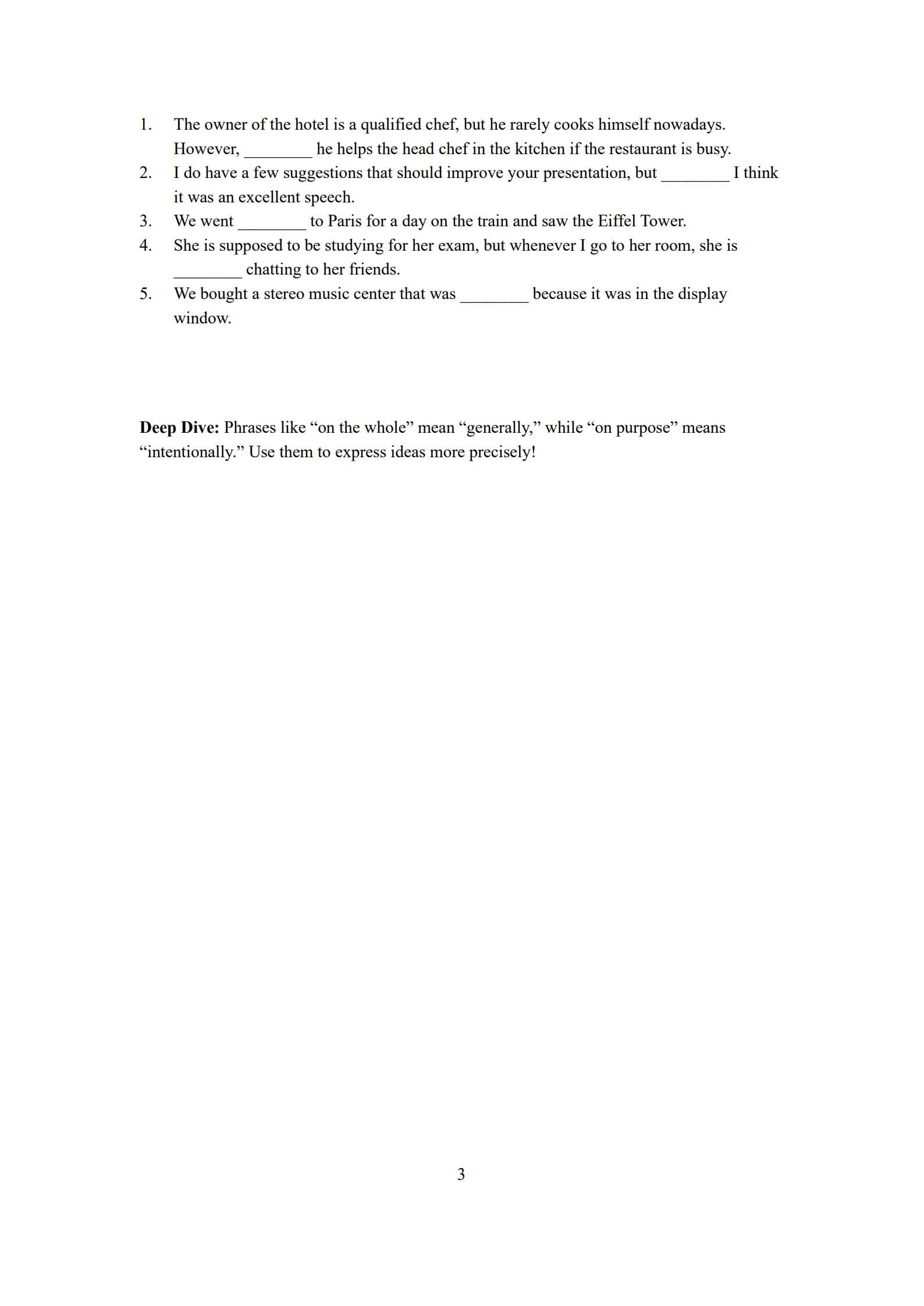 Preposition Worksheets 3