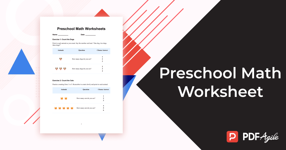 Preschool Math Worksheet