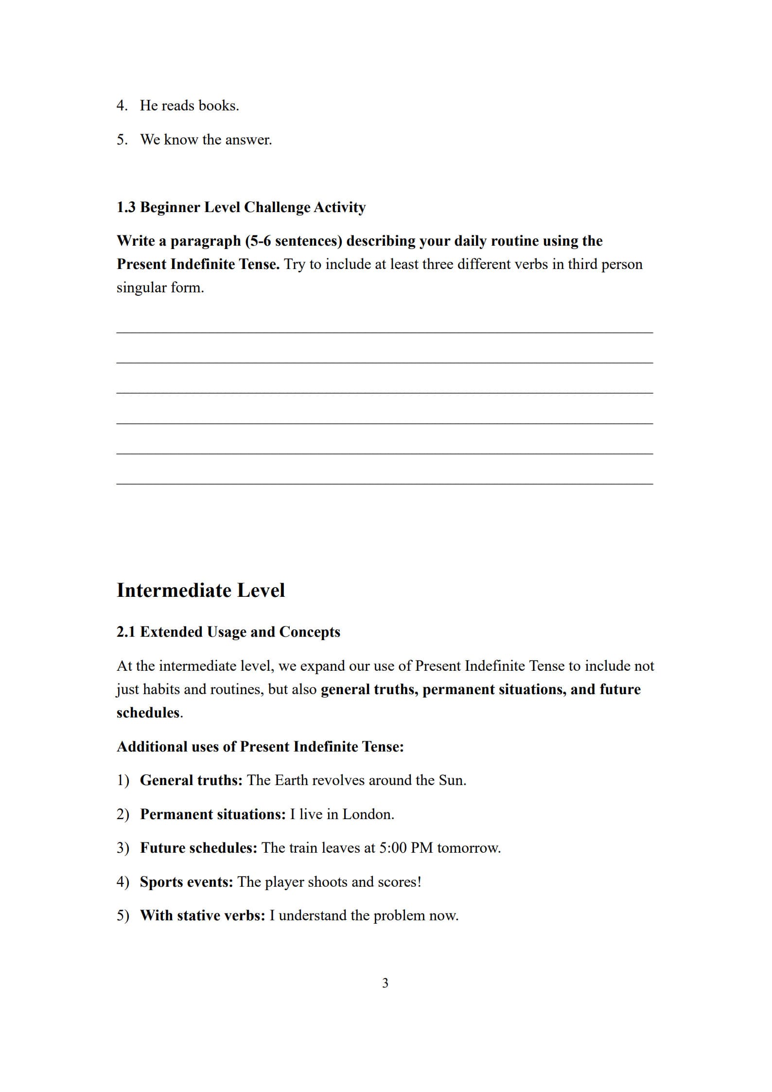 Present Indefinite Tense Worksheet 3