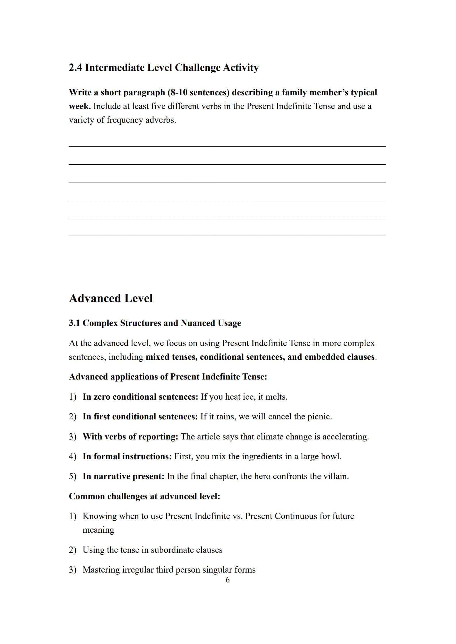 Present Indefinite Tense Worksheet 6