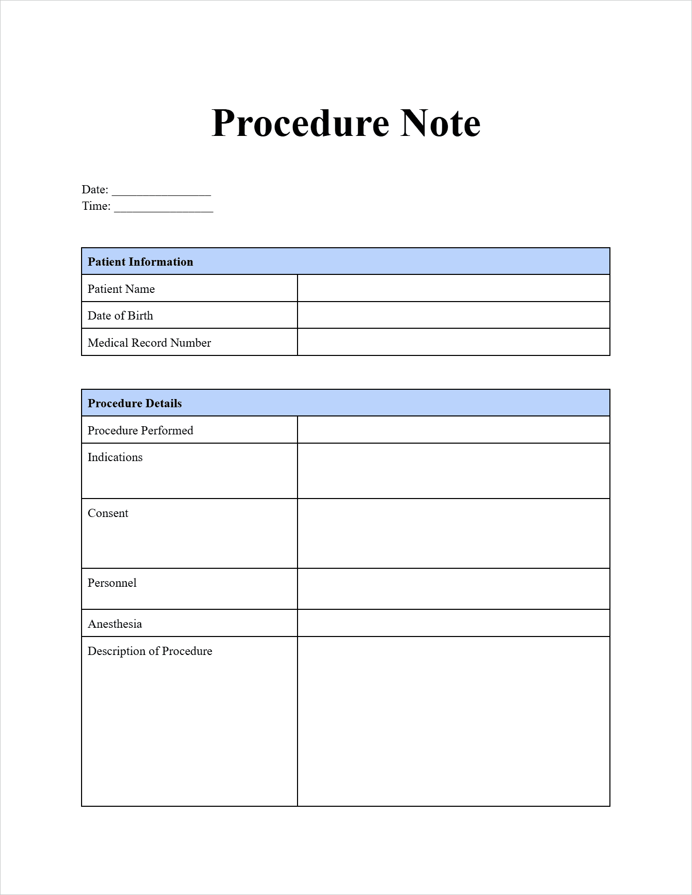 Procedure Note Template_Page 1