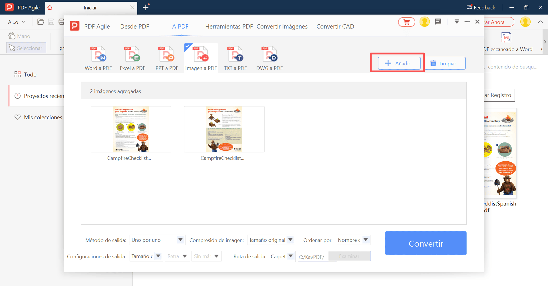 Puede seleccionar uno o varios PNG