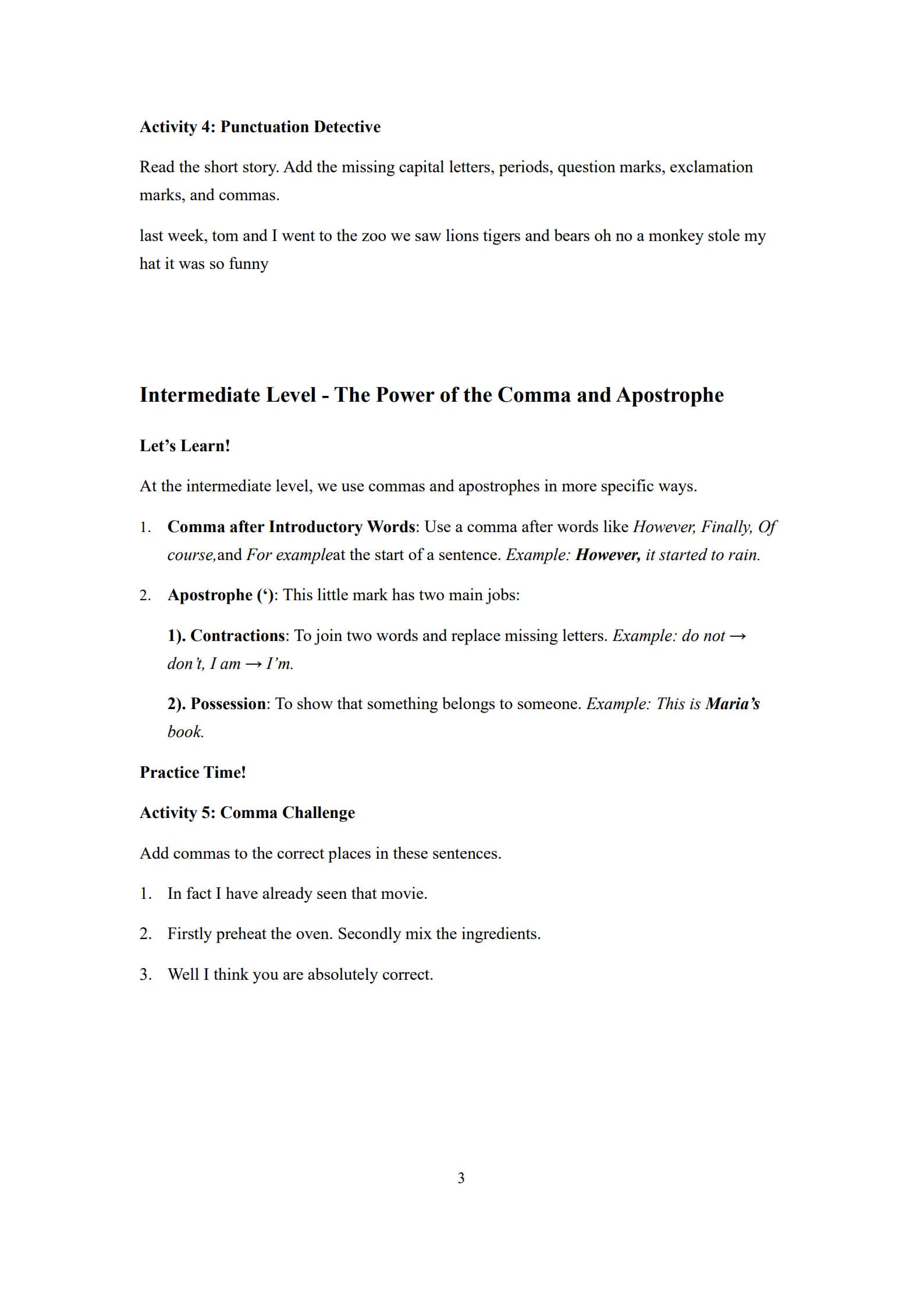 Punctuation Exercises 3