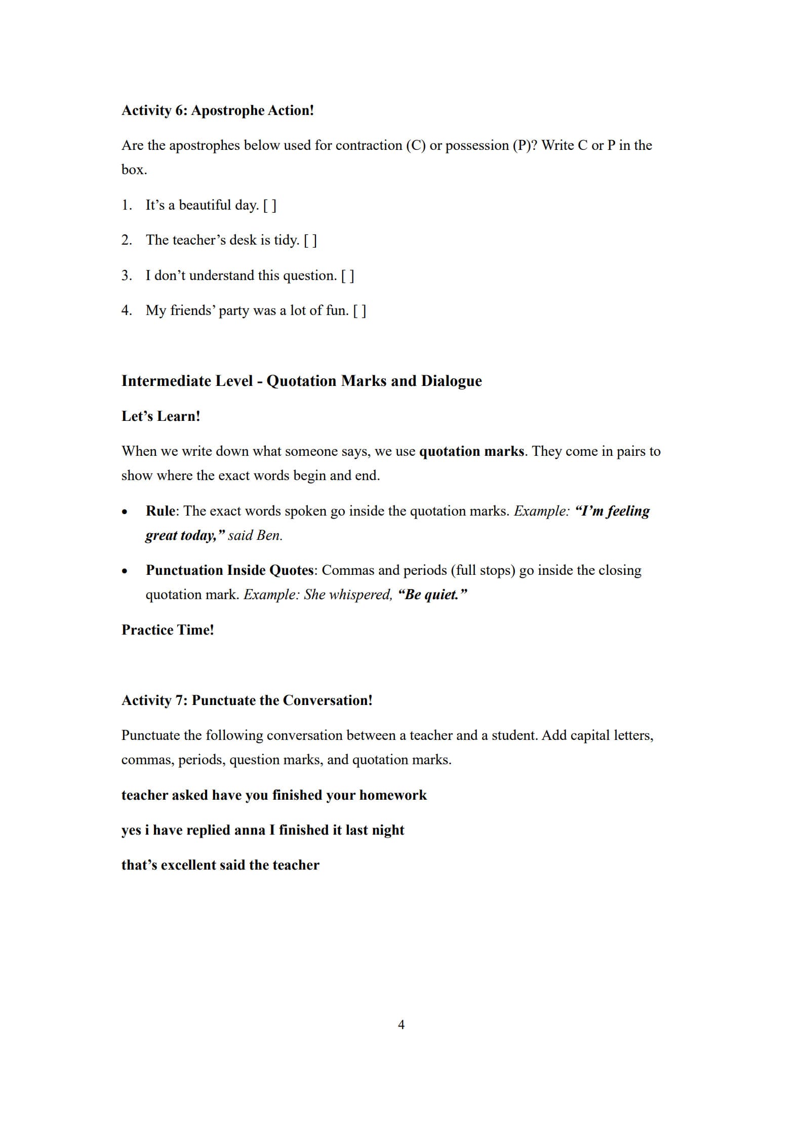 Punctuation Exercises 4