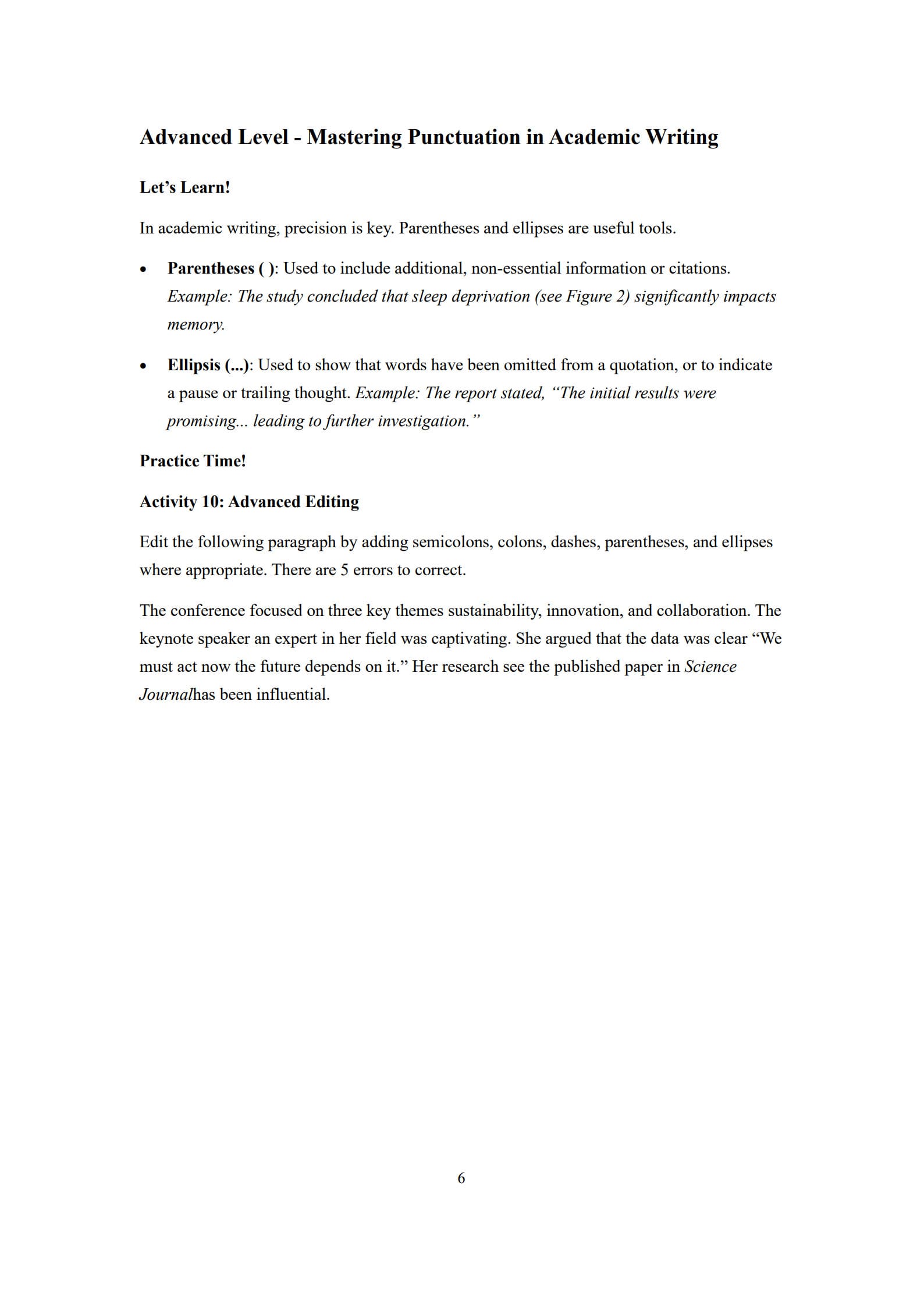 Punctuation Exercises 6