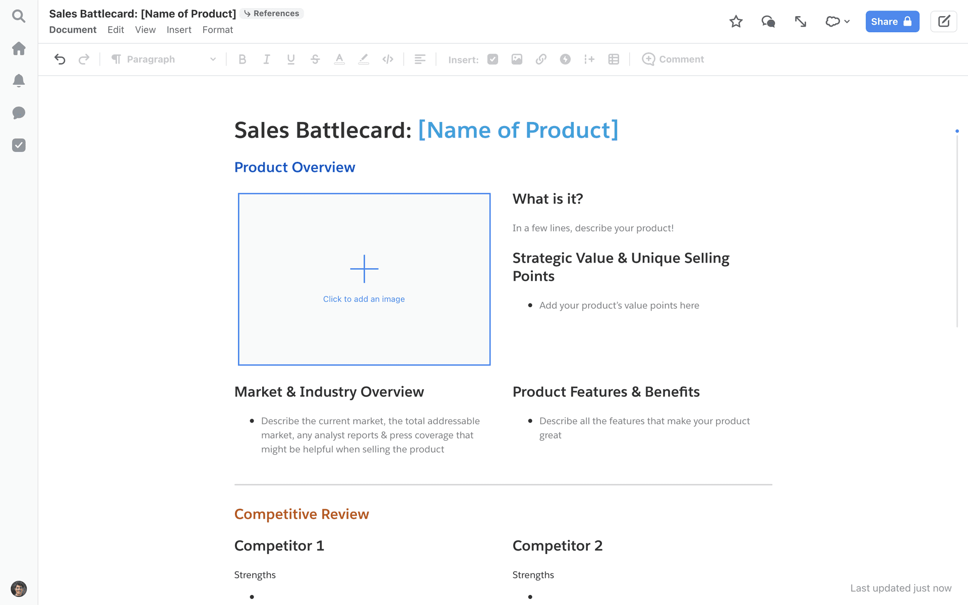 Quip Template - Sales Battlecard