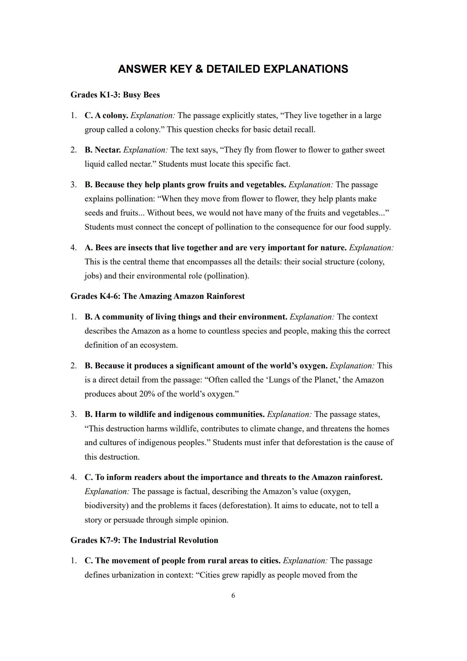 Reading Comprehension Worksheets 6