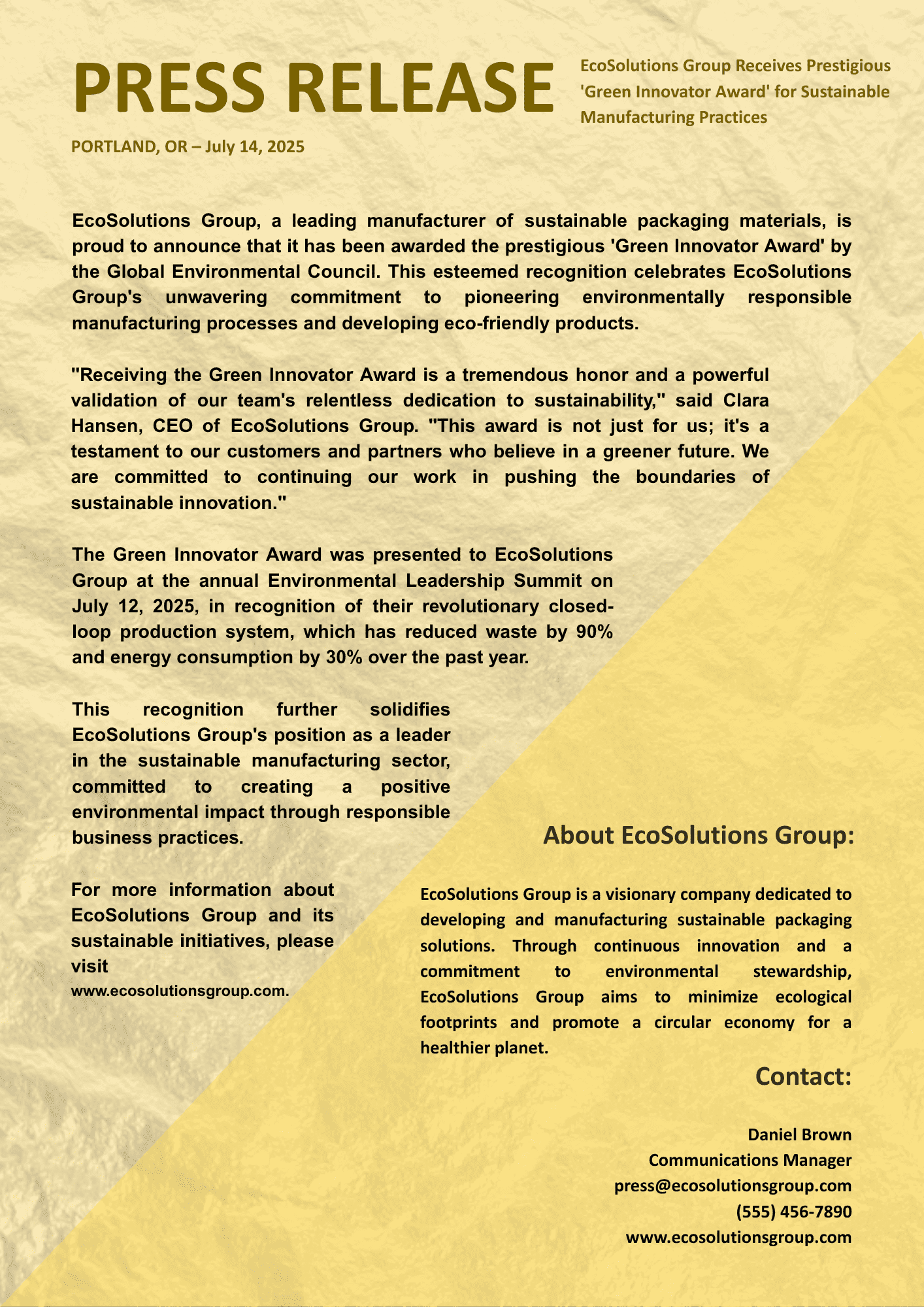 Recognition Press Release Template_example