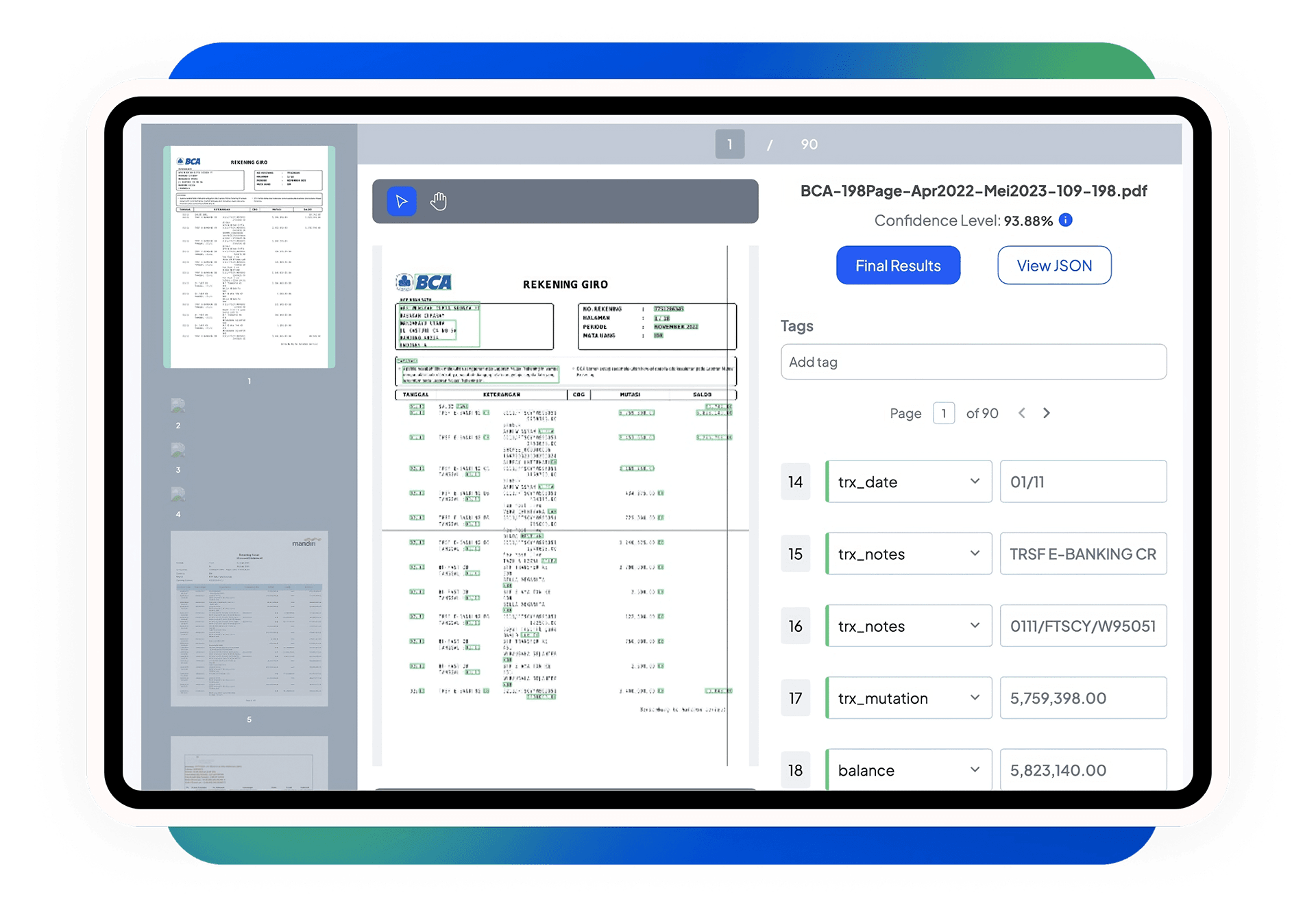 Recommendations for Bank Statement Analyzers