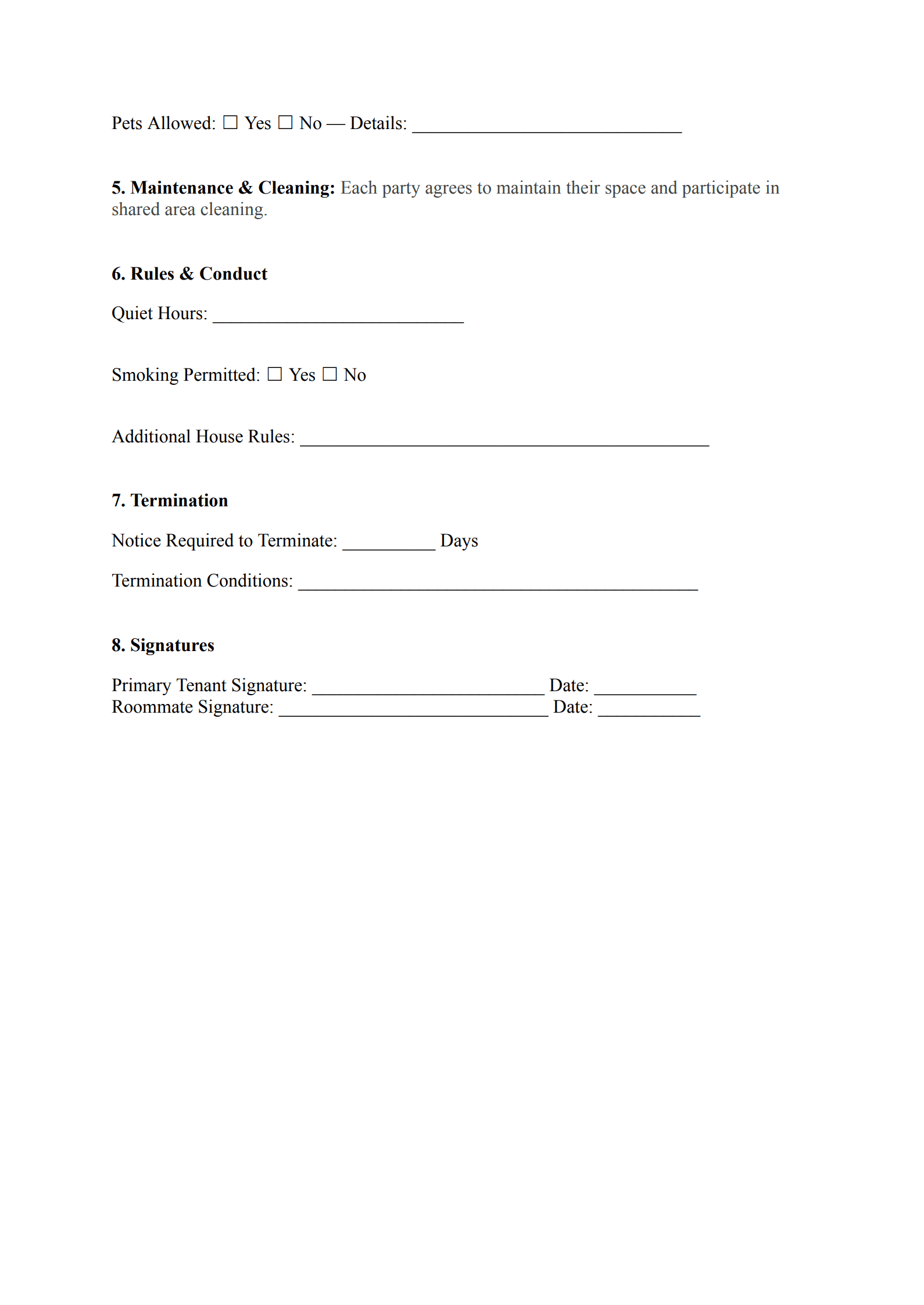 Homeowner-to-Roommate Rental Template_Page 2