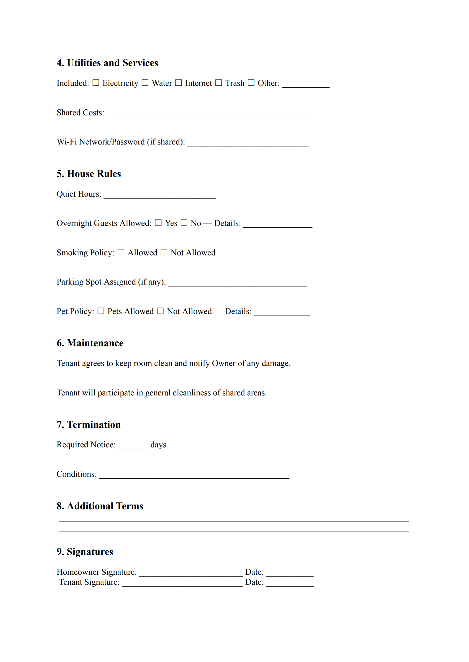 Room Rental Agreement Template_4_Page 2