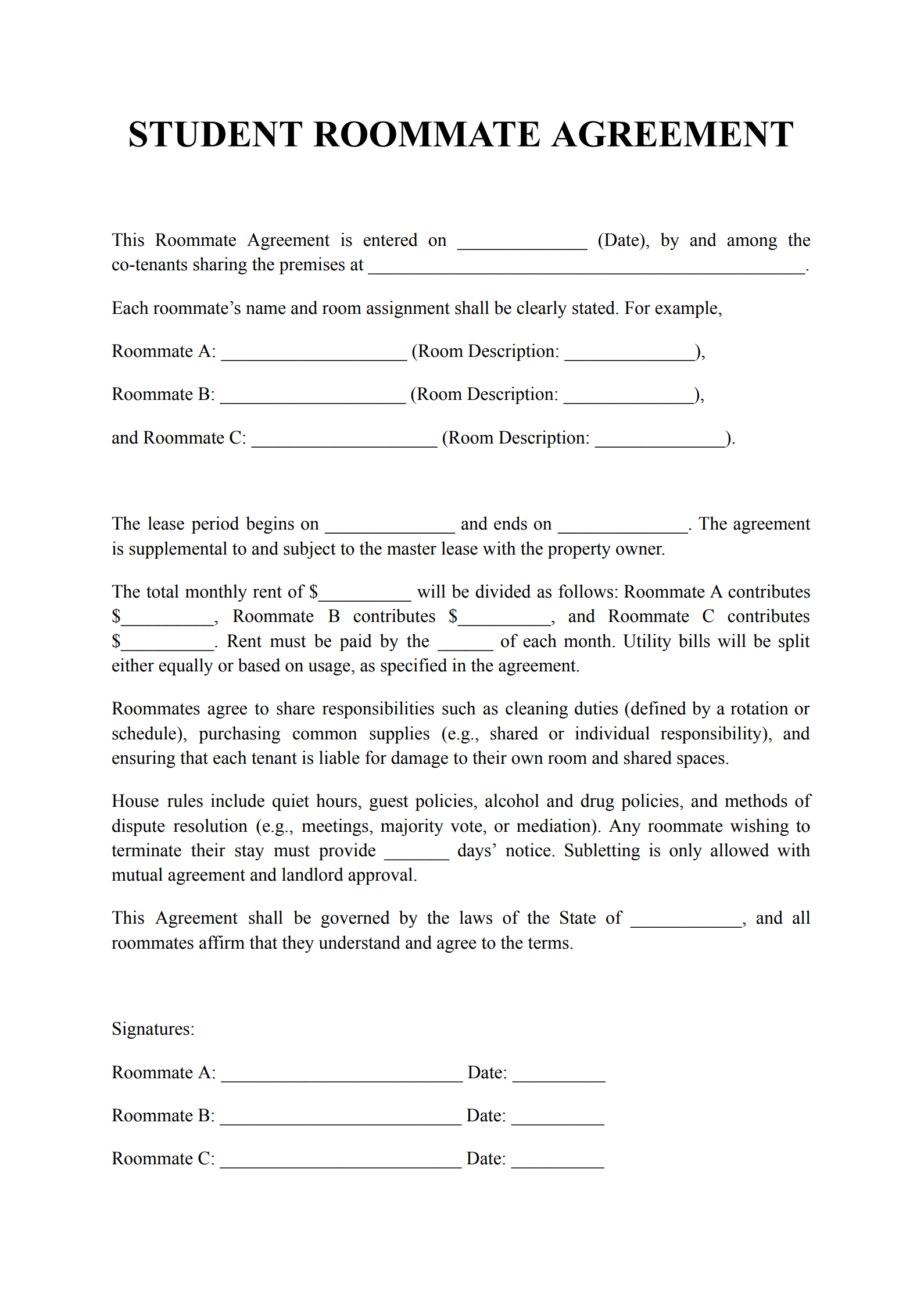 Student Roommate Agreement Template_1