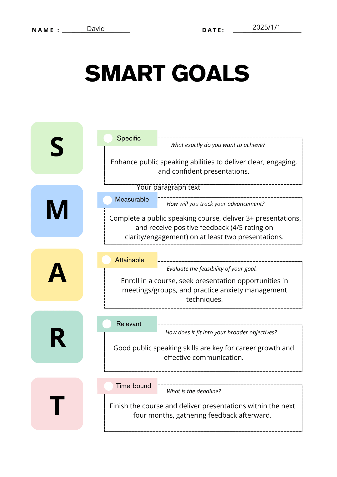 SMART Goals Example