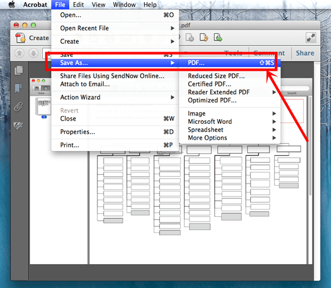 Save as PDF: Go to the top menu and click on “File”