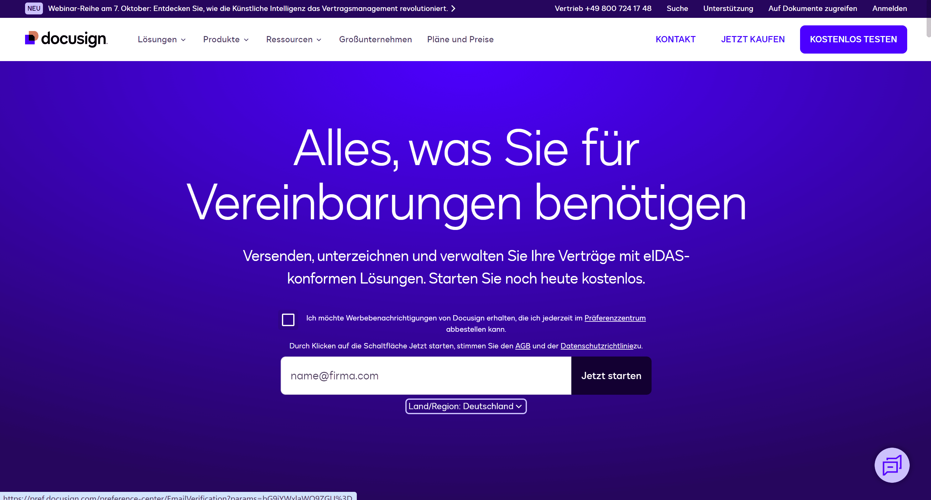 Schritt 1: Ein DocuSign-Konto erstellen