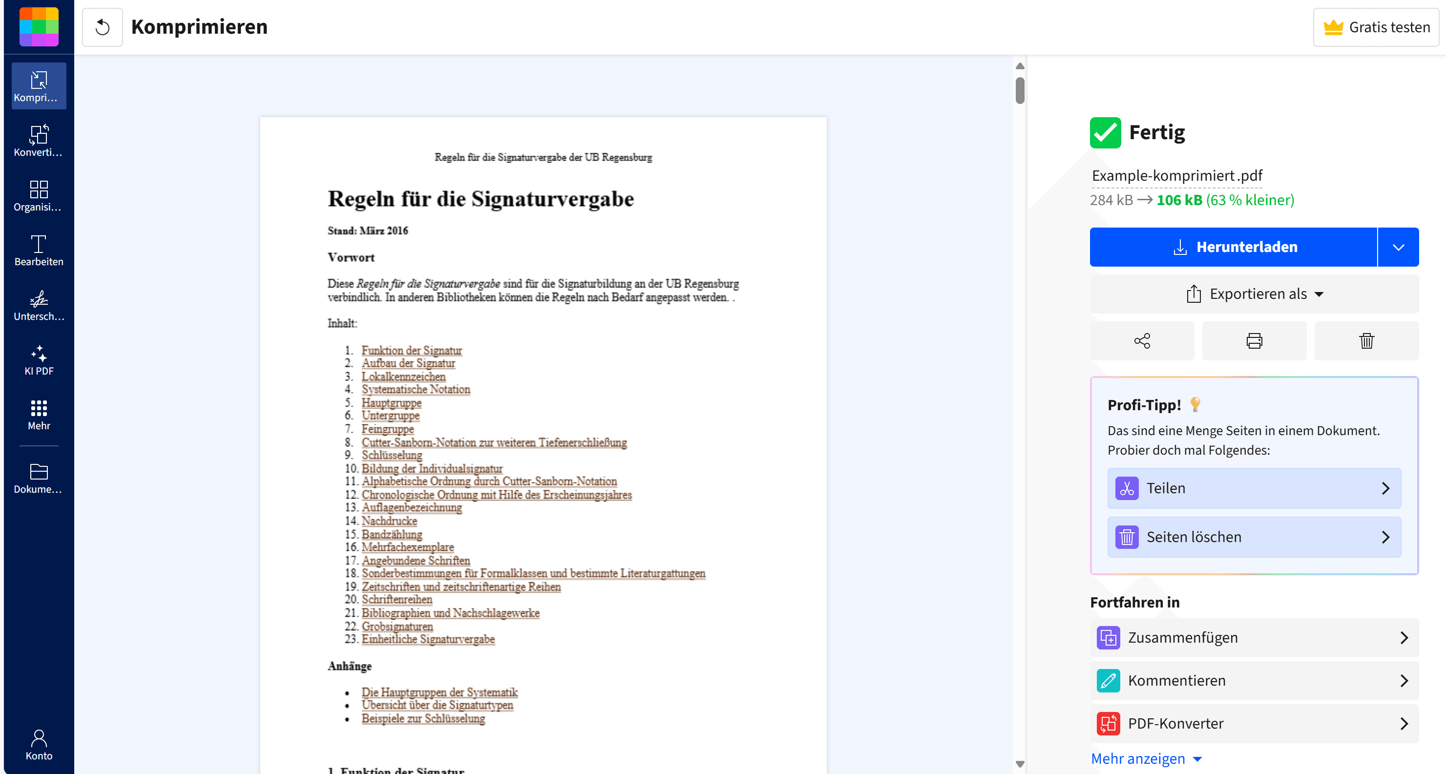Schritt 5: Laden Sie das komprimierte PDF herunter