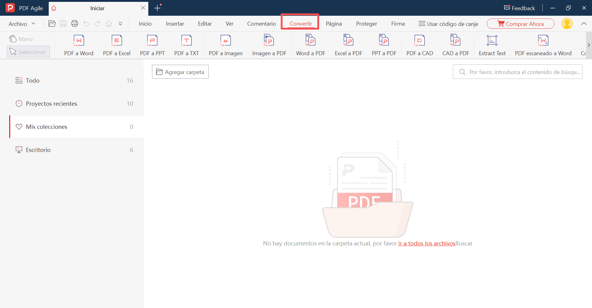 Seleccione la función Convertir