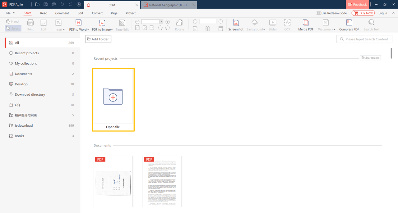 Select a file by clicking the Open file box in the Recent Projects.png