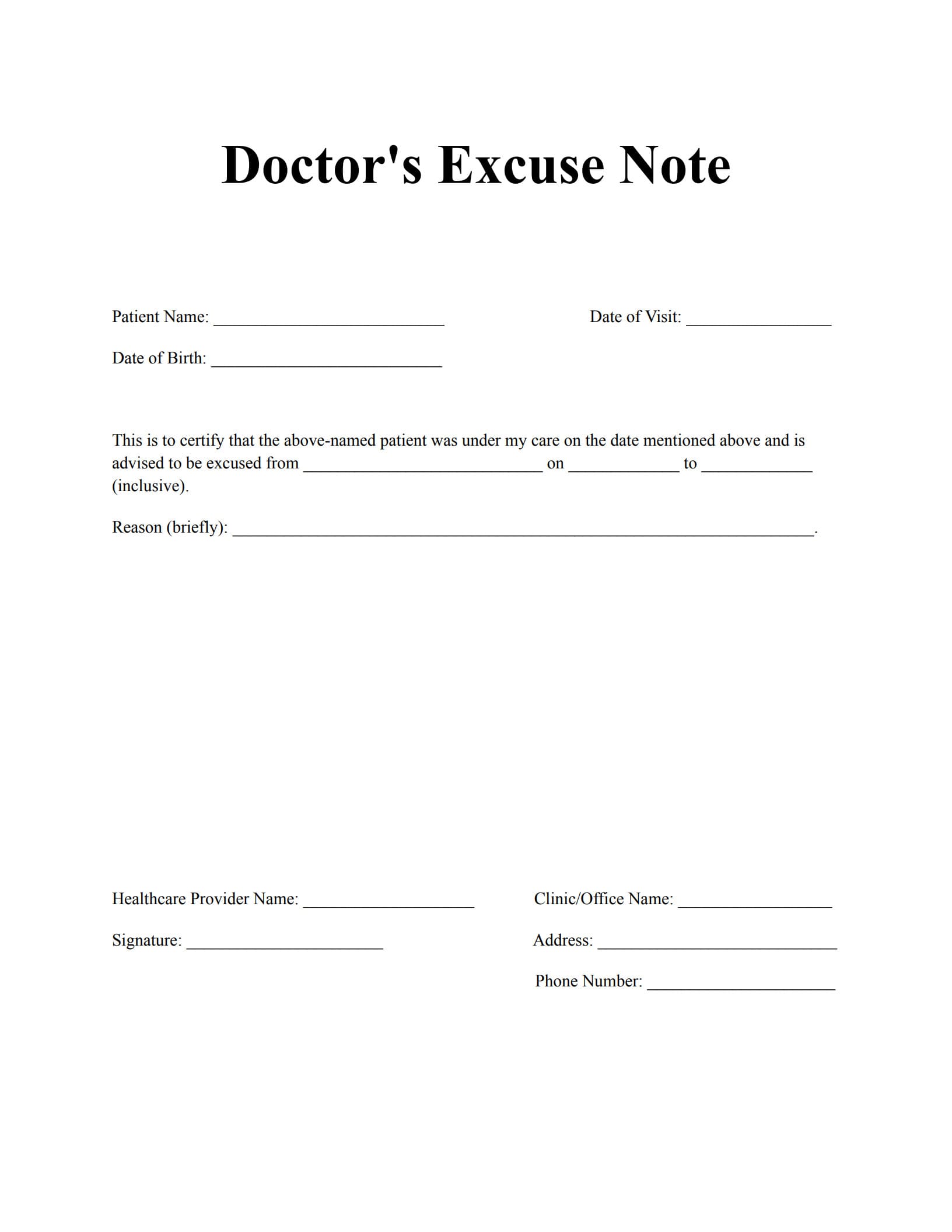 Simple Excuse Note