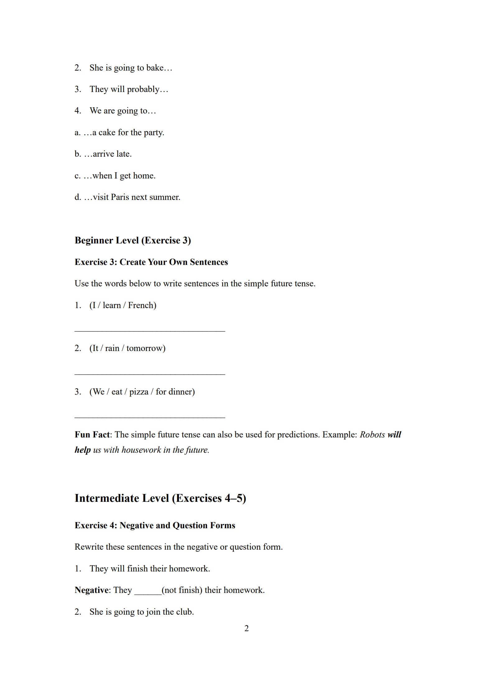Simple Future Tense Worksheet 2