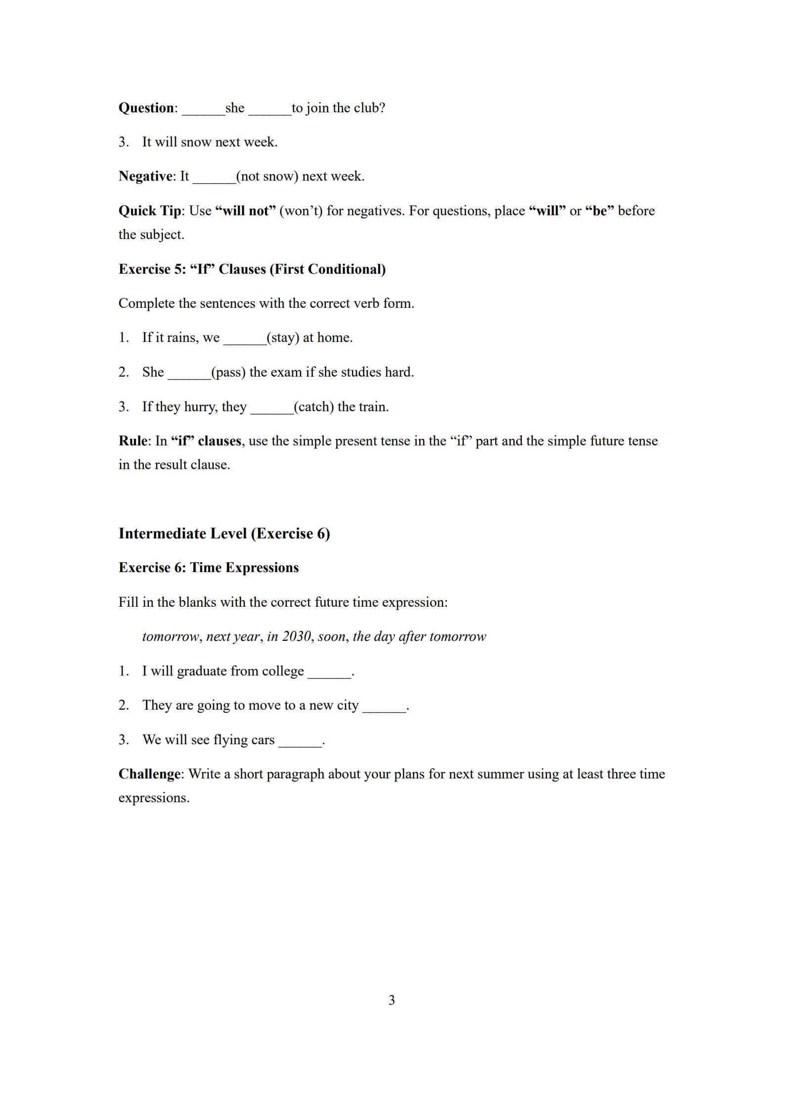 Simple Future Tense Worksheet 3