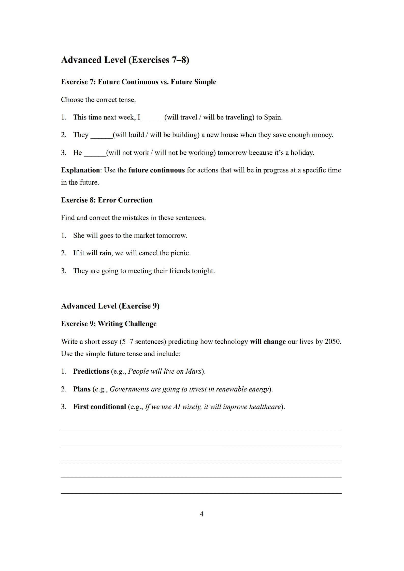 Simple Future Tense Worksheet 4