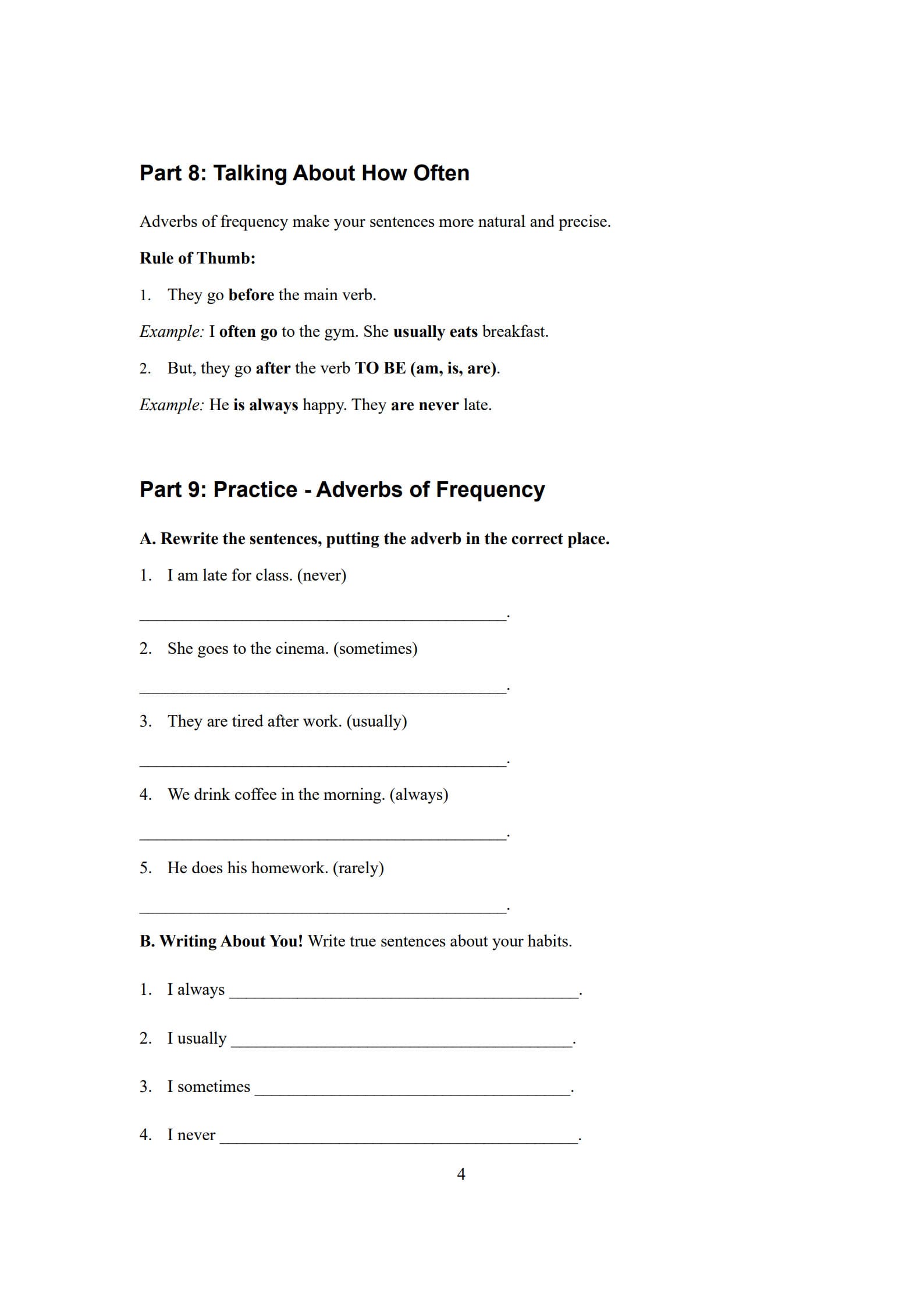 Simple Present Tense Worksheet 4