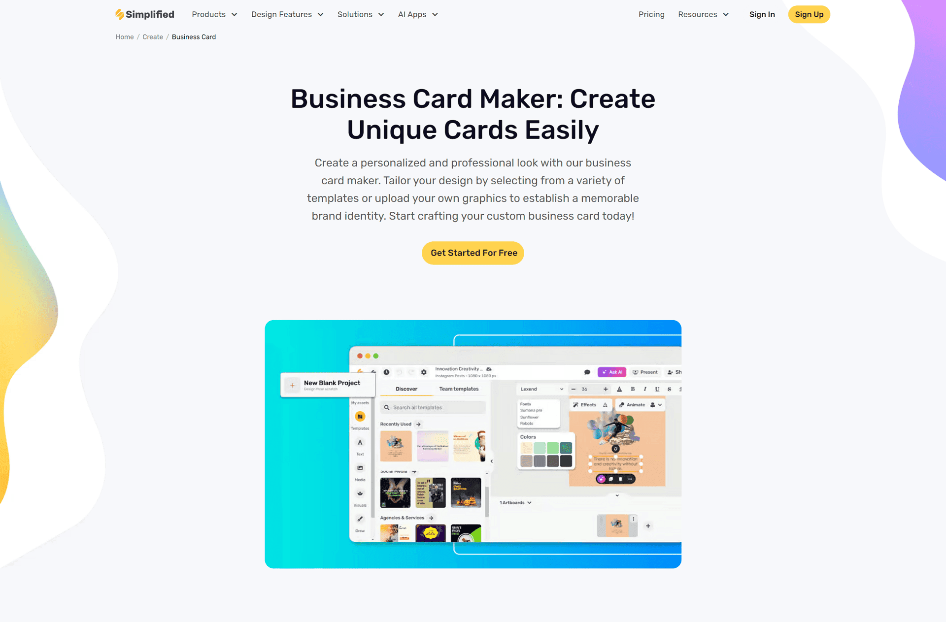 Simplified - Business Card Maker