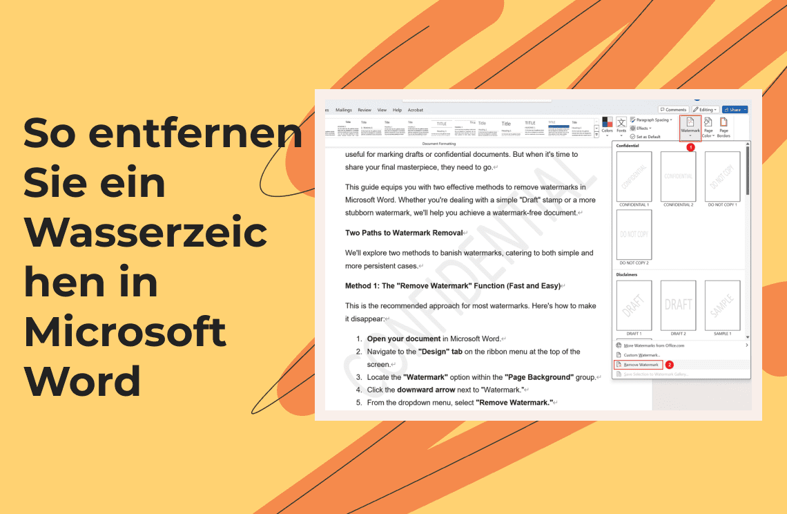 So entfernen Sie ein Wasserzeichen in Microsoft Word