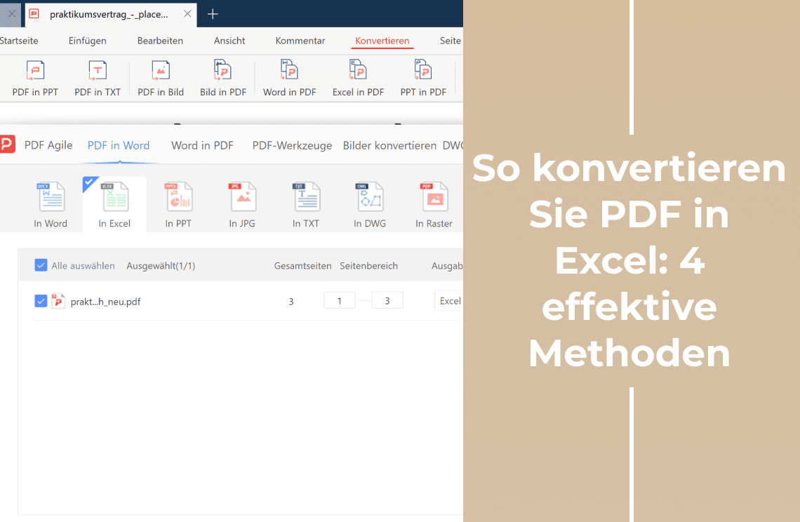 So konvertieren Sie PDF in Excel 4 effektive Methoden 1140x744