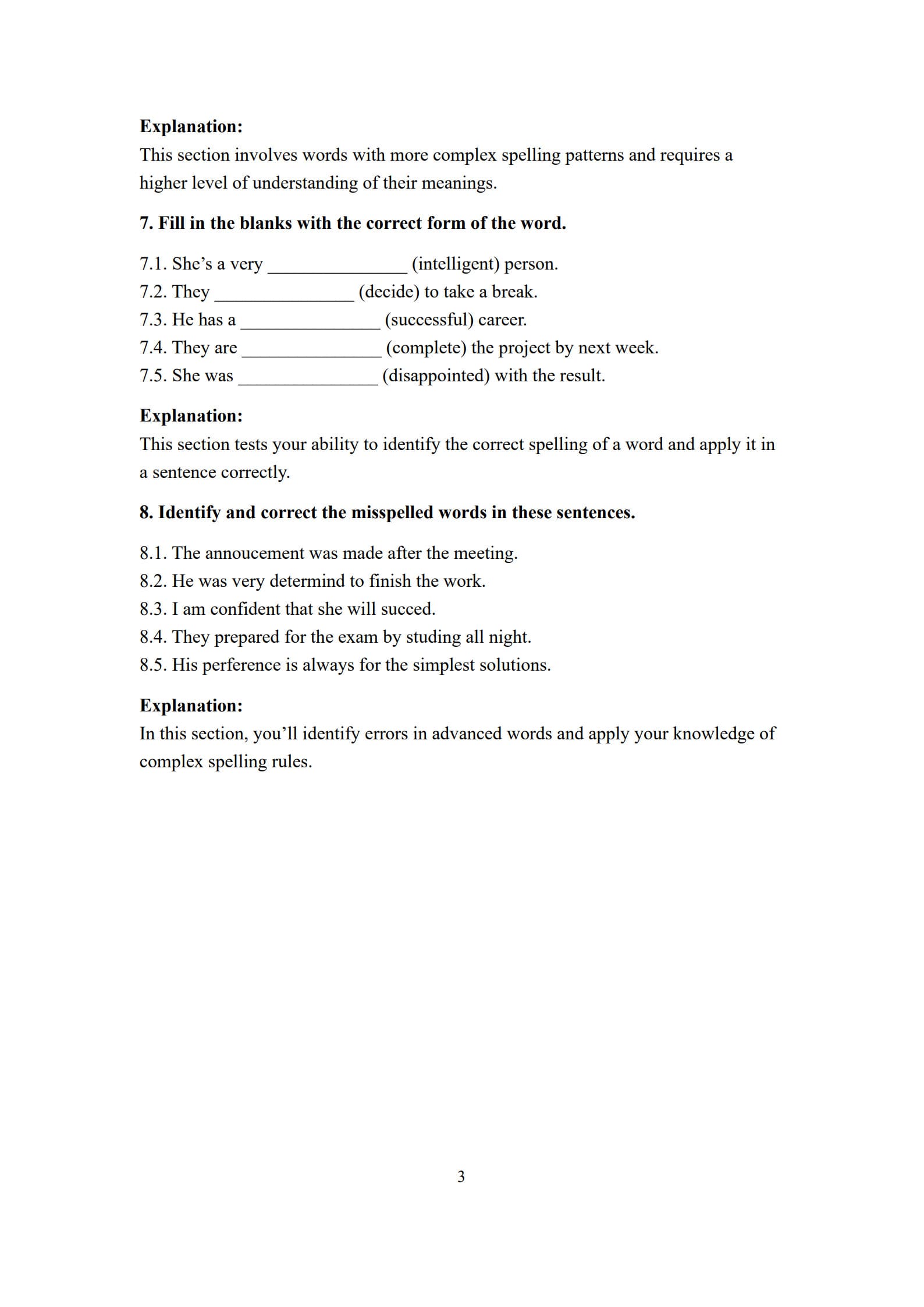Spelling Worksheet 3